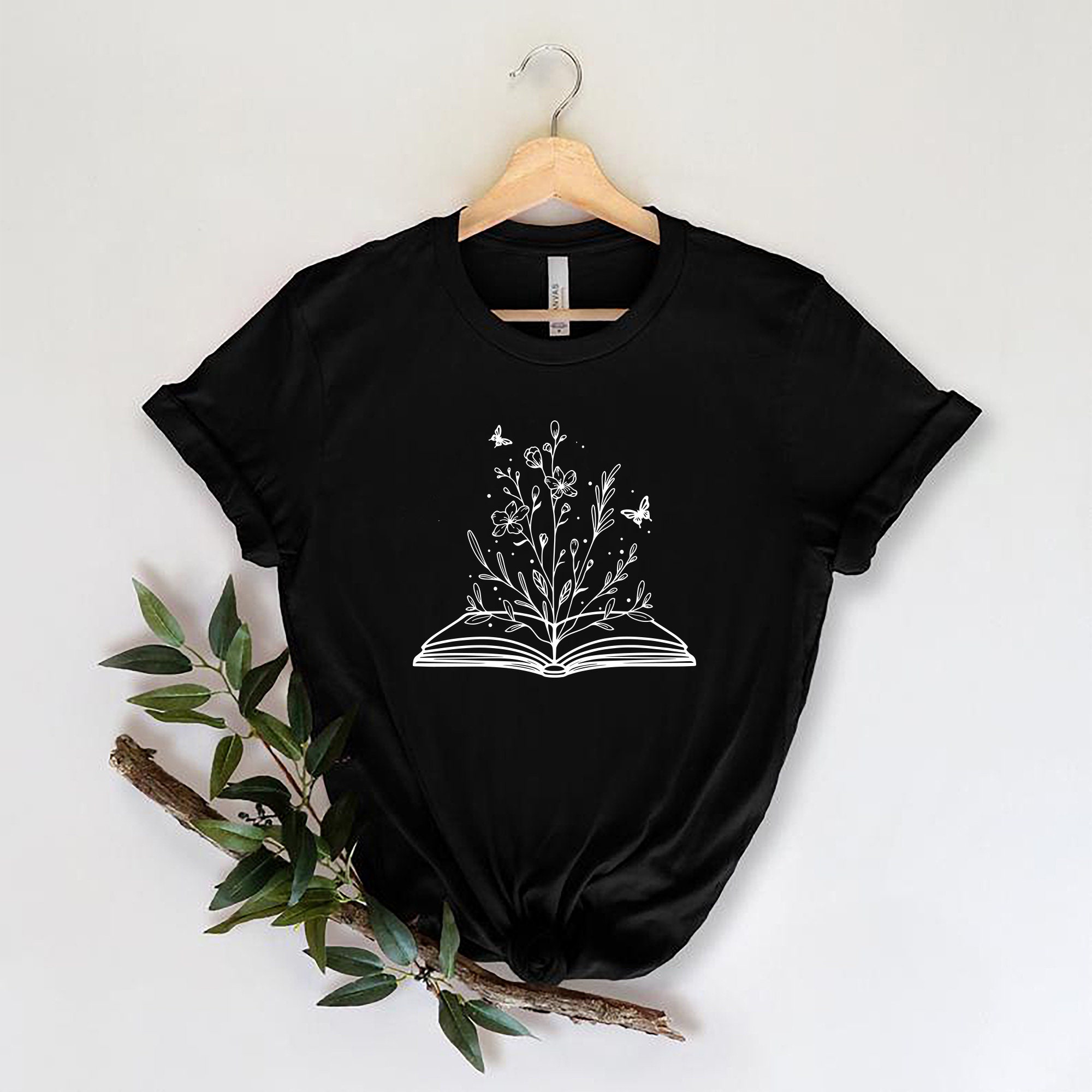 Book Wild Flowers Plant Lover Reading Lady Gardener Shirt image 4