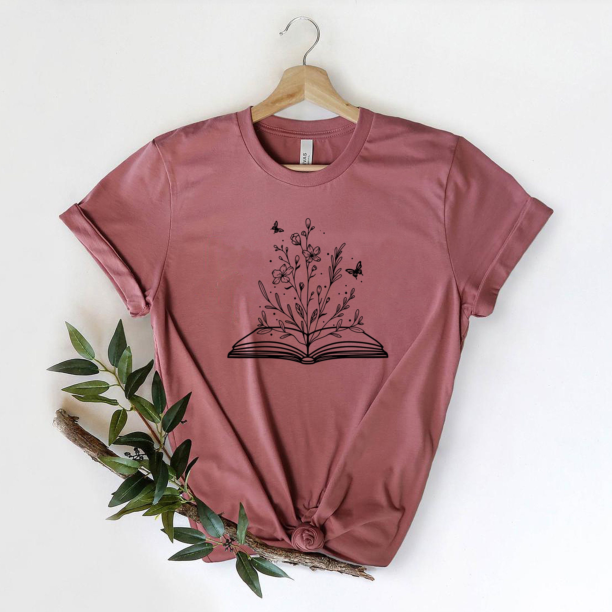 Book Wild Flowers Plant Lover Reading Lady Gardener Shirt image 3