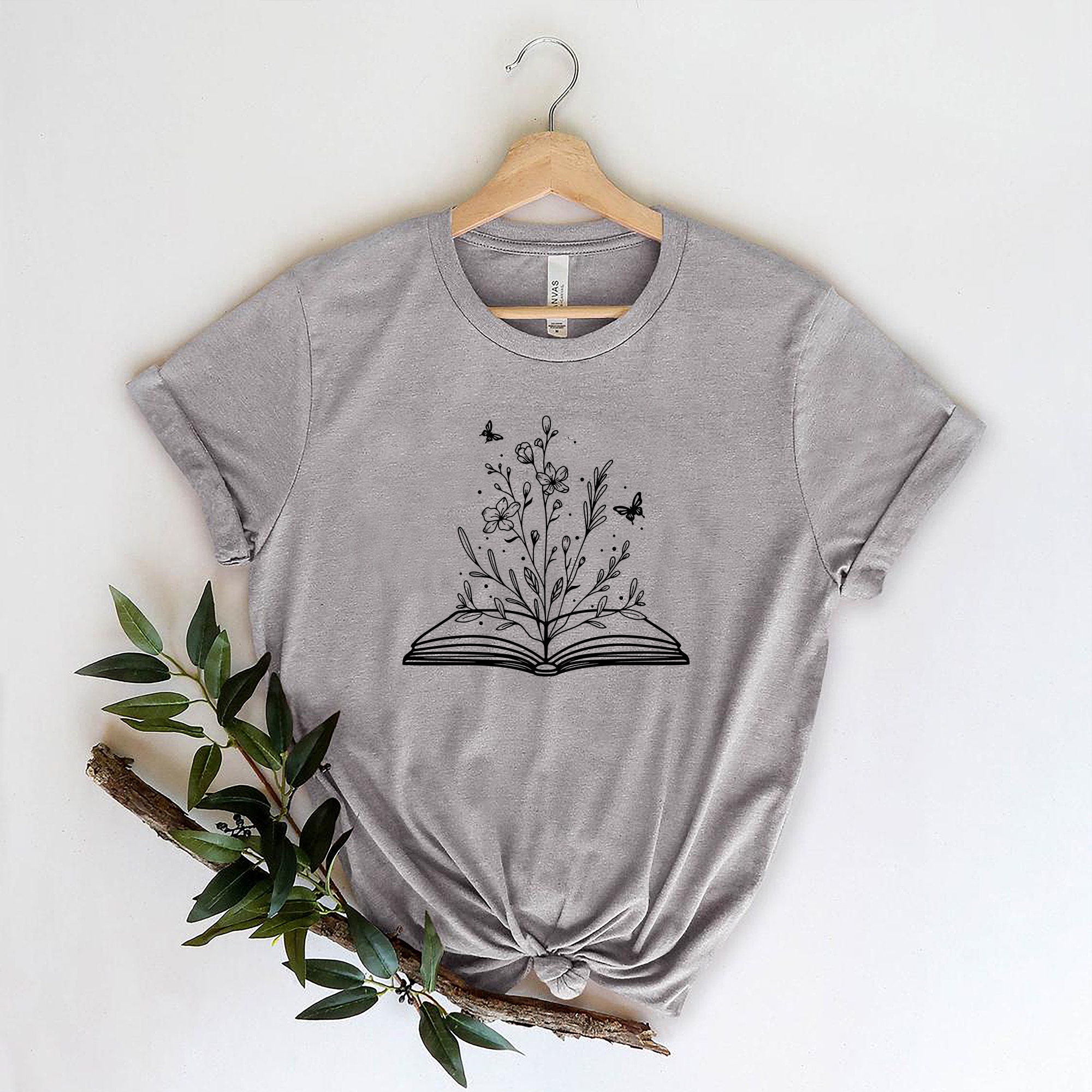 Book Wild Flowers Plant Lover Reading Lady Gardener Shirt image 2