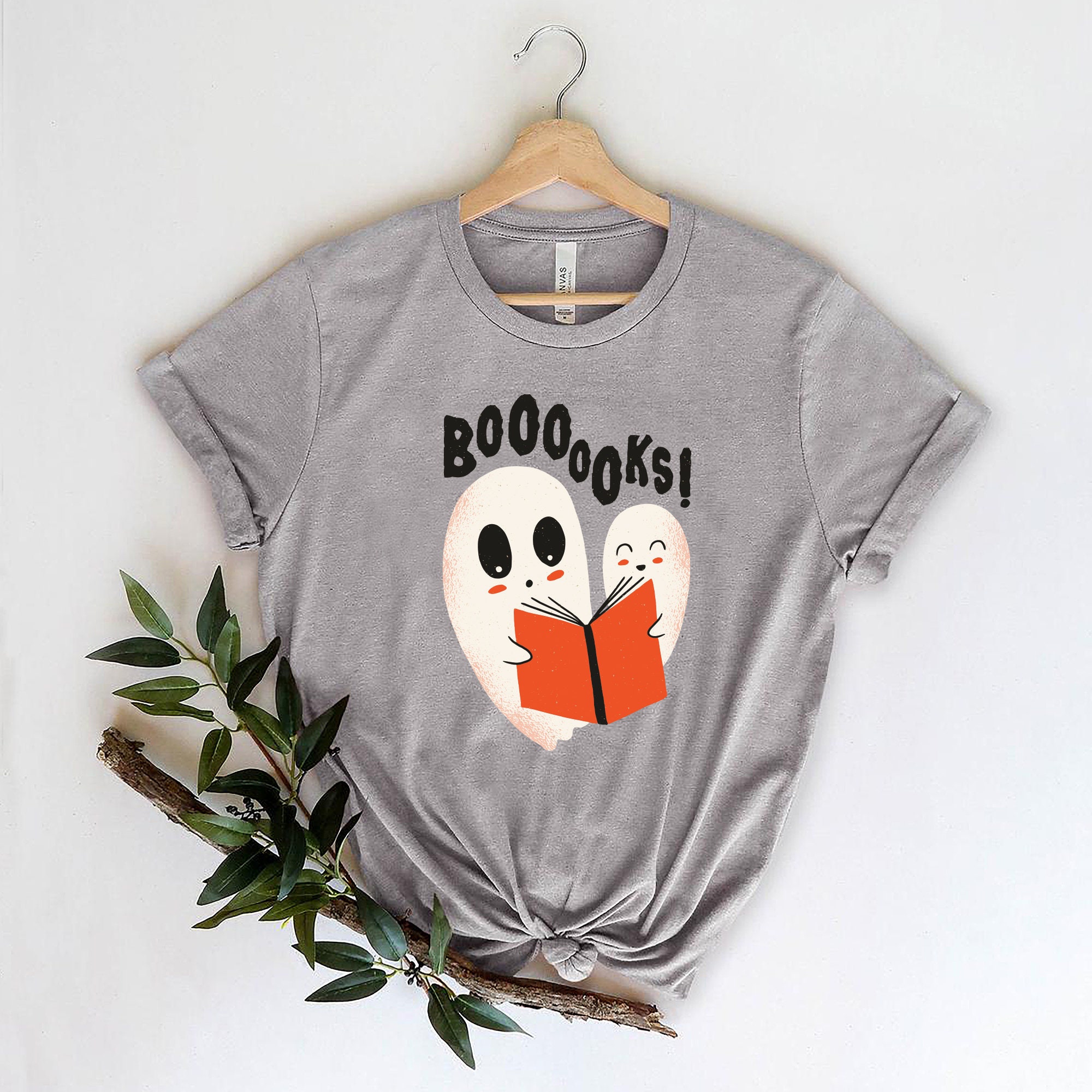 Ghost Books Holiday Halloween Teacher Librarian Boo Shirt image 3