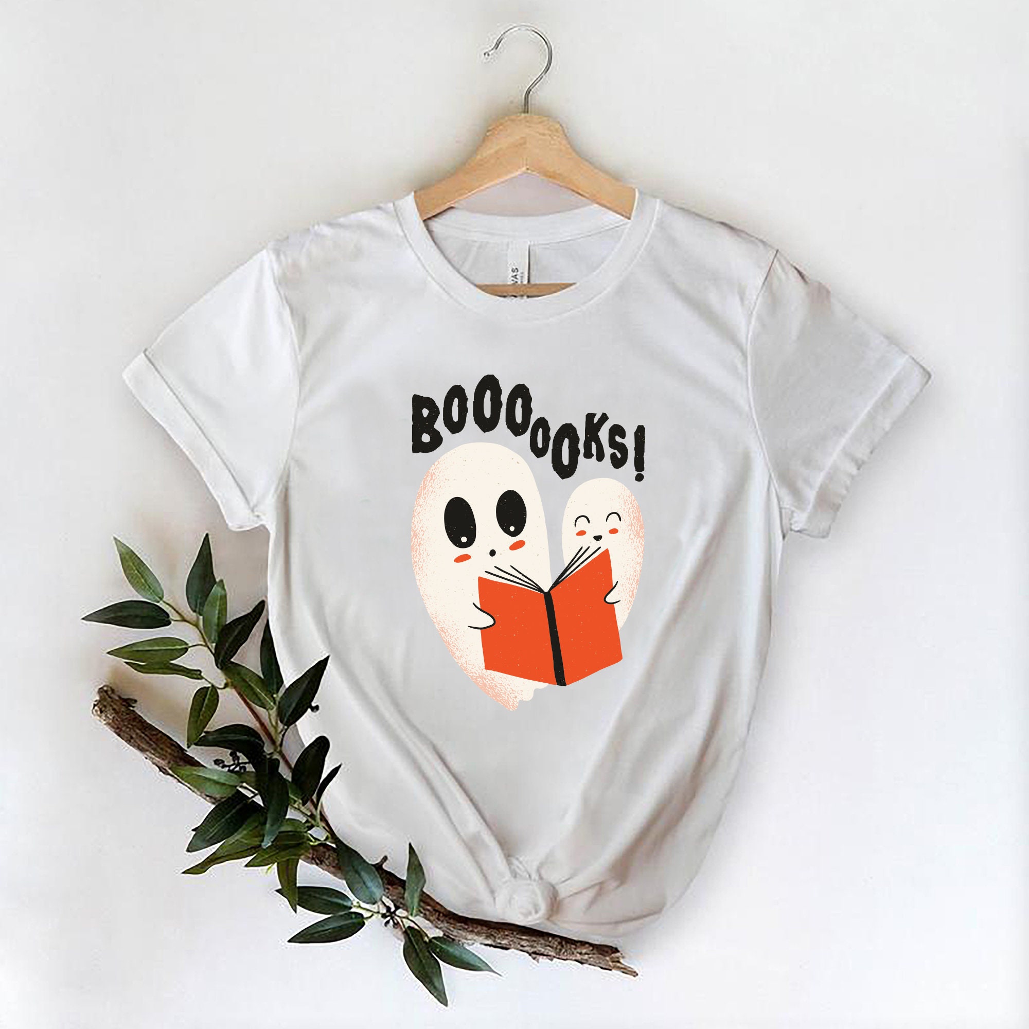 Ghost Books Holiday Halloween Teacher Librarian Boo Shirt image 4