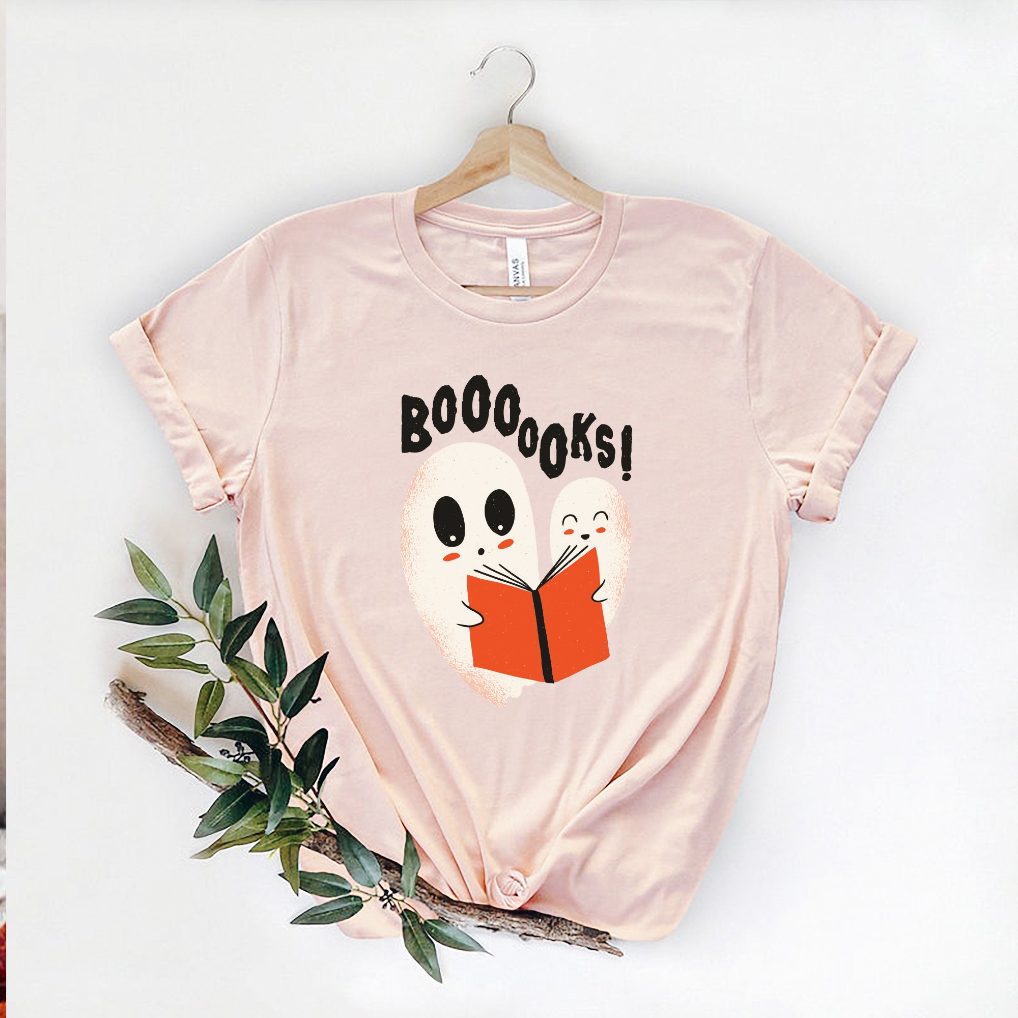 Ghost Books Holiday Halloween Teacher Librarian Boo Shirt image 5