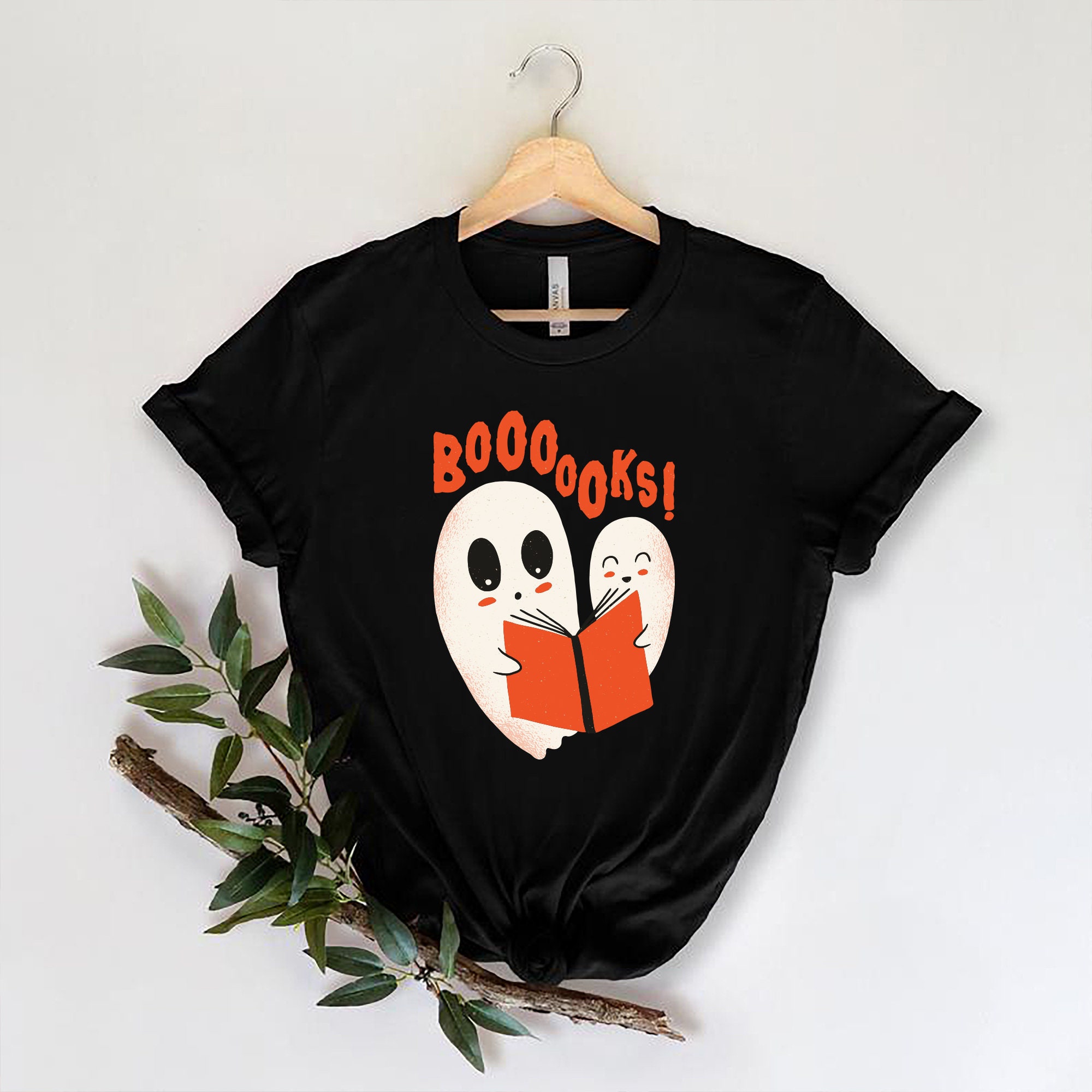 Ghost Books Holiday Halloween Teacher Librarian Boo Shirt image 2