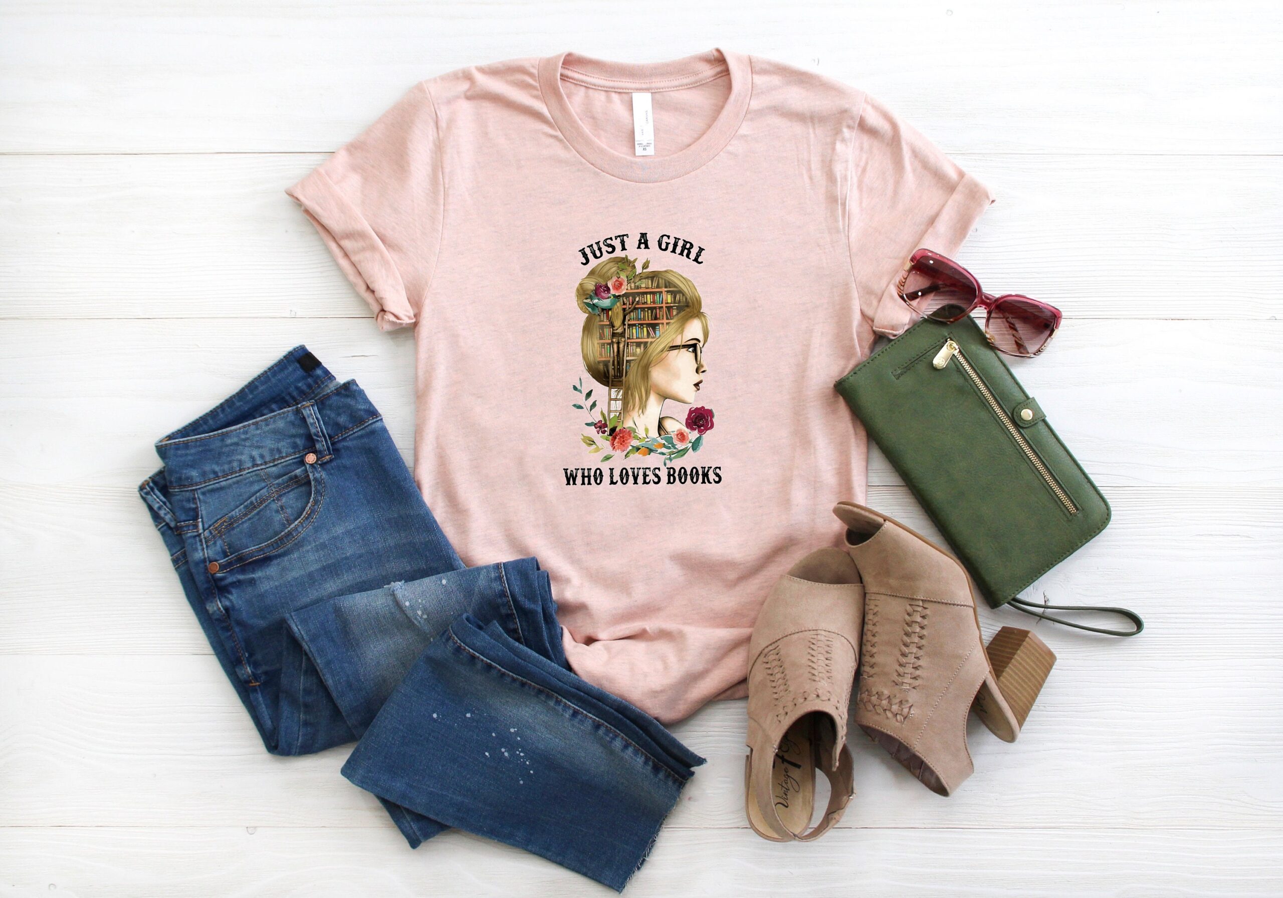 Just A Girl Who Loves Books Librarian Reader Nerd Shirt image 4