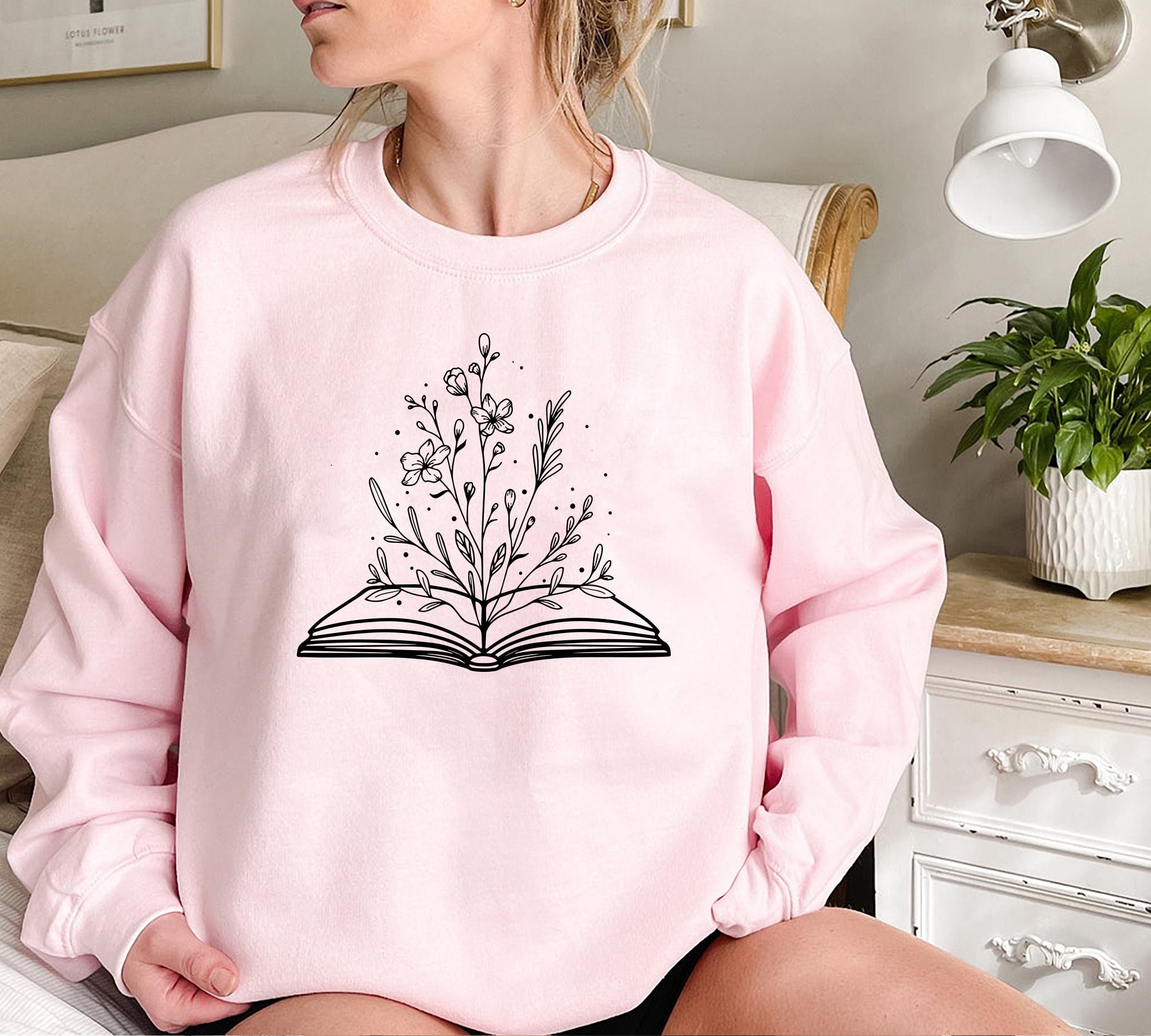 Floral Book Teacher Lover Wildflowers Nerd Bookworm Sweatshirt image 1