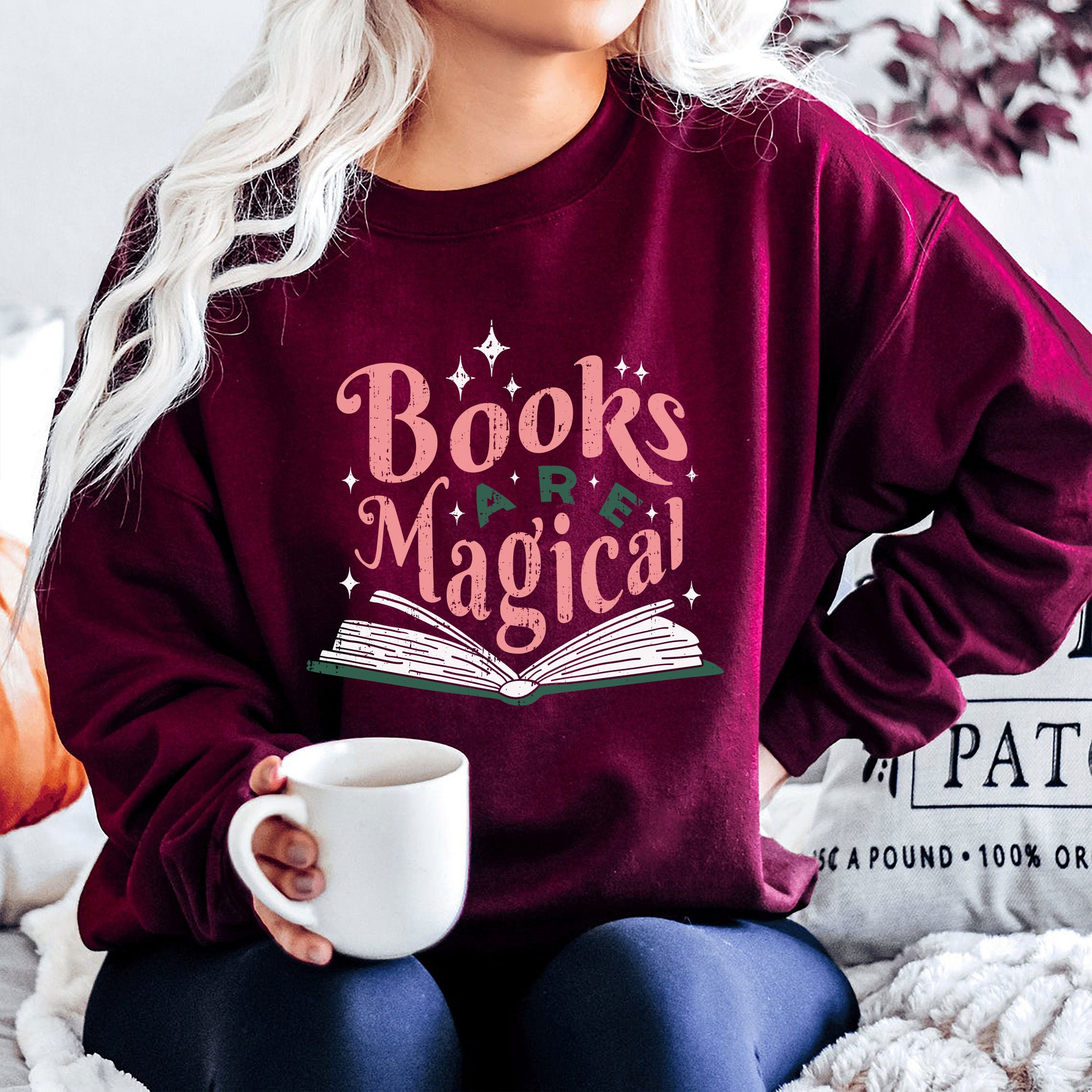 Books Are Magical Lover Teacher Nerd Bookworm Sweatshirt image 4