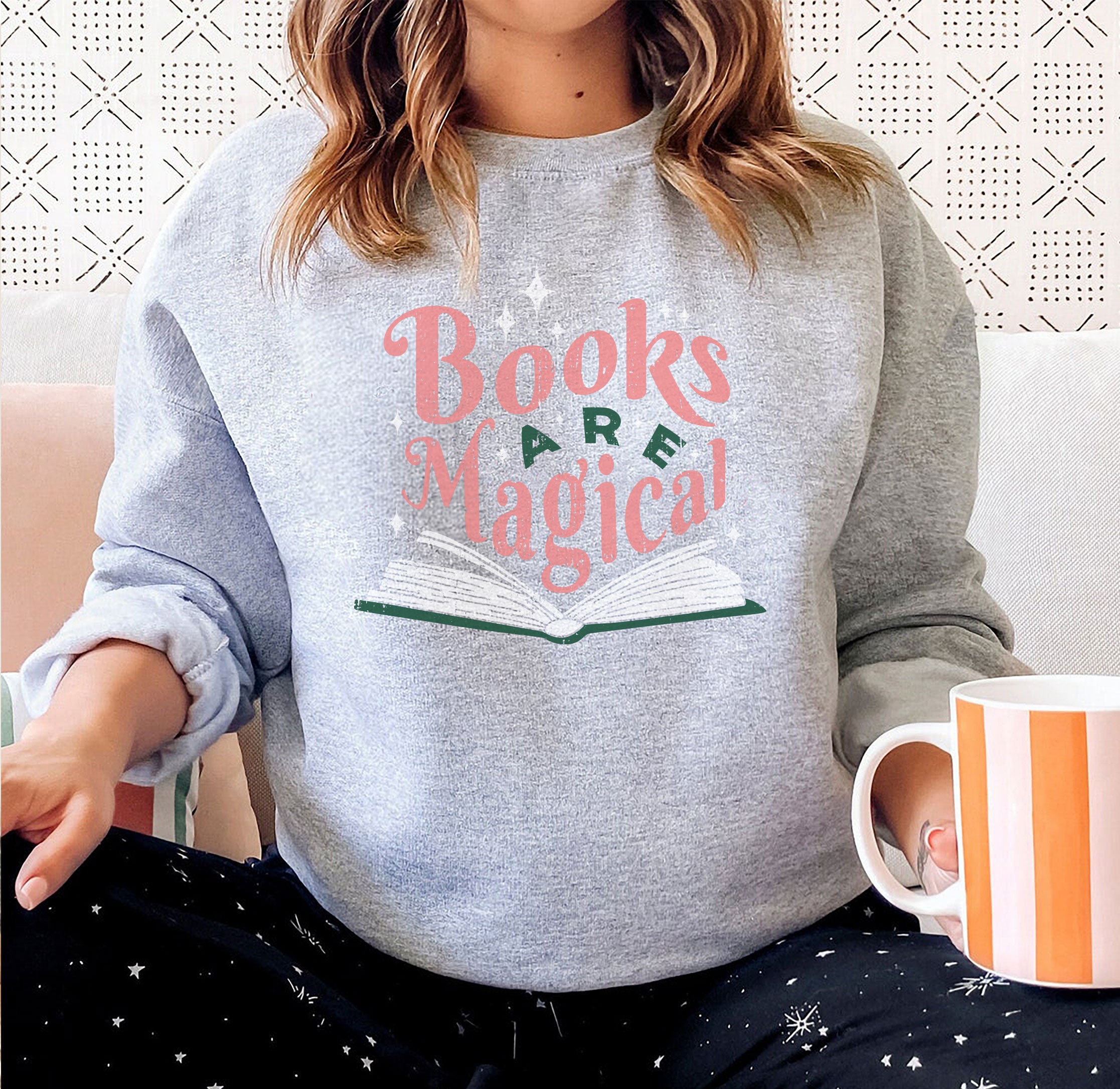 Books Are Magical Lover Teacher Nerd Bookworm Sweatshirt image 5