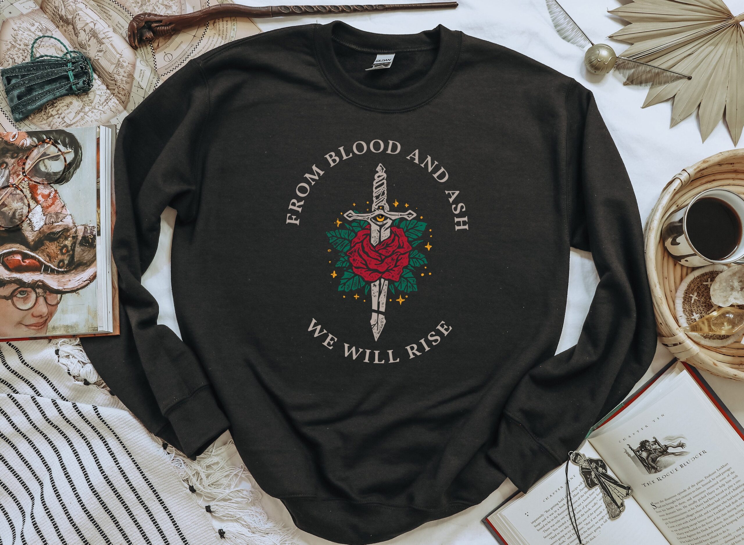 From Blood And Ash We Will Rise Book Quote Jennifer Armentrout Atlantia Sweatshirt image 7