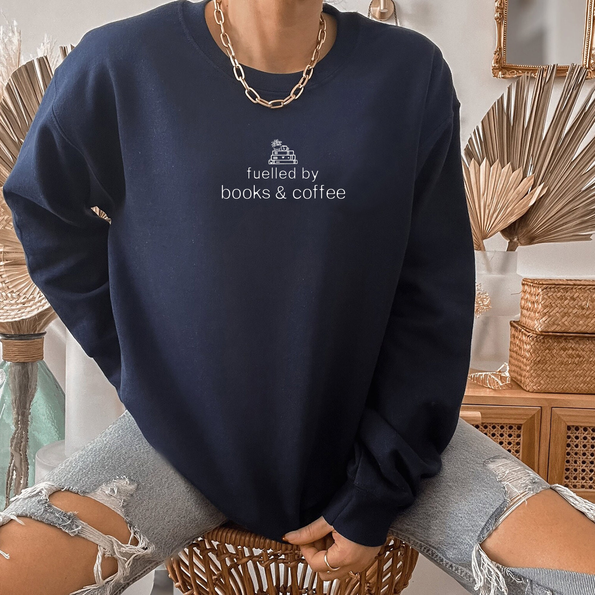 Fuelled By Books And Coffee Teacher Lover Nerd Bookworm Sweatshirt image 4