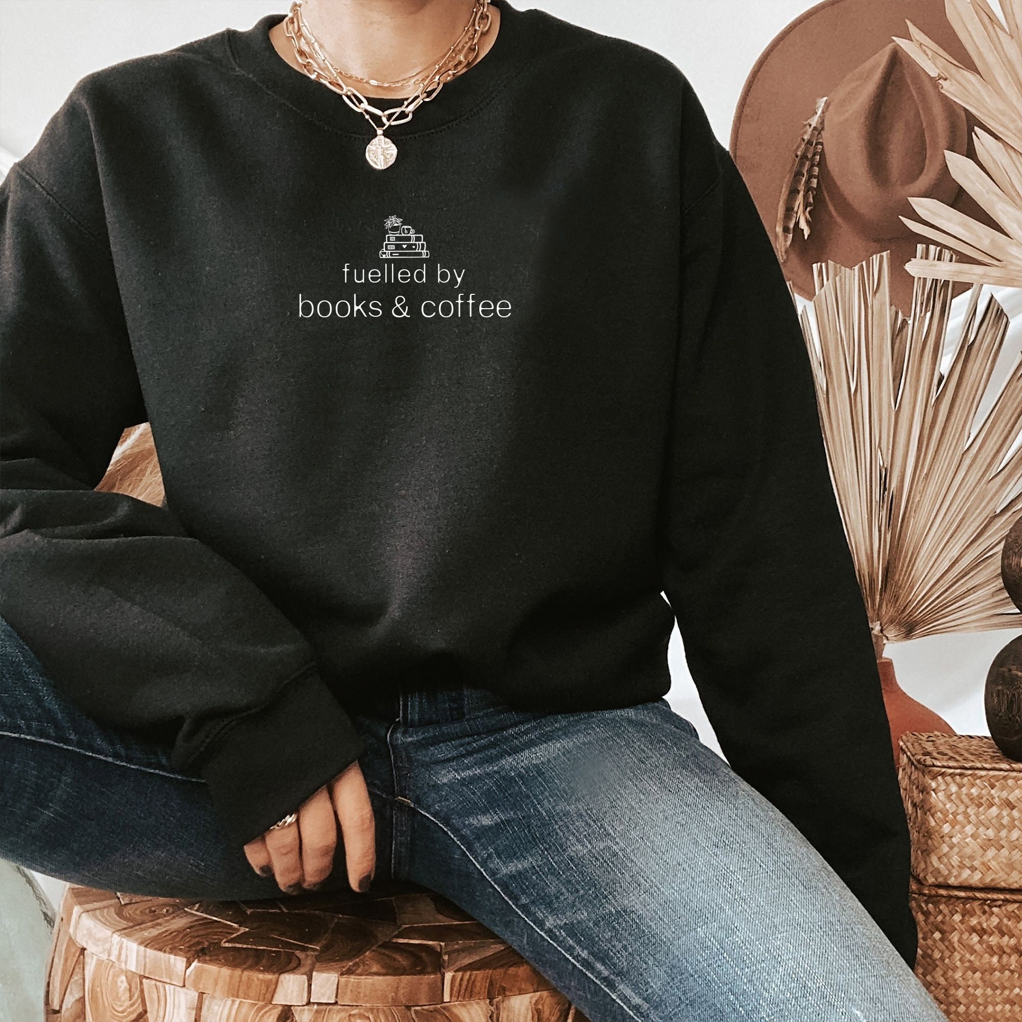 Fuelled By Books And Coffee Teacher Lover Nerd Bookworm Sweatshirt image 2