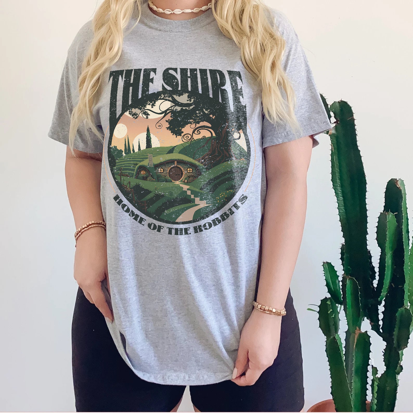 The Shire Distressed Fantasy Tolkien Fellowship Bookish Hobbit Shirt image 3