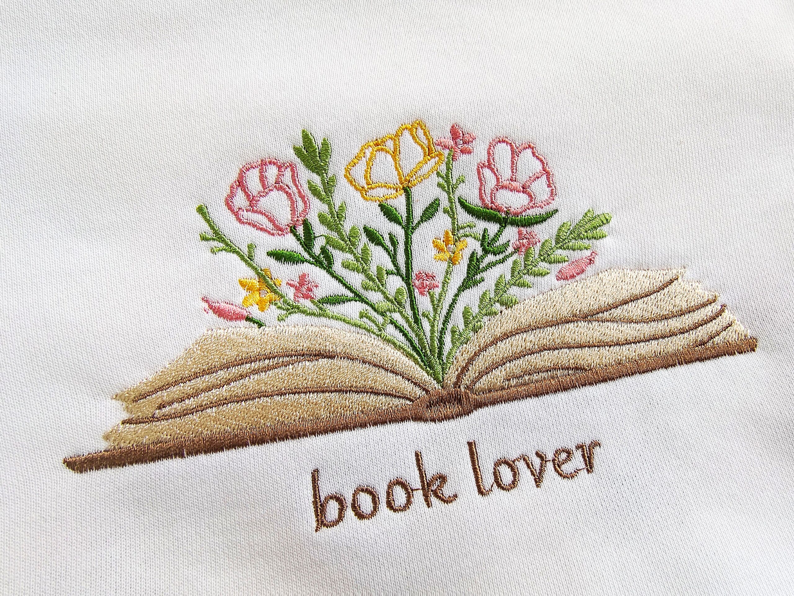 Book Lover Embroidered Reading Flower Readers Sweatshirt image 2