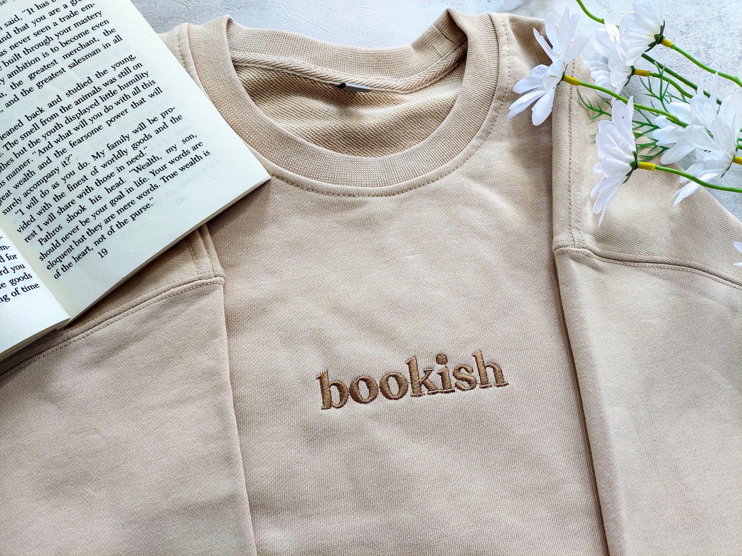 Bookish Embroidered Trendy Book Readers Sweatshirt image 1