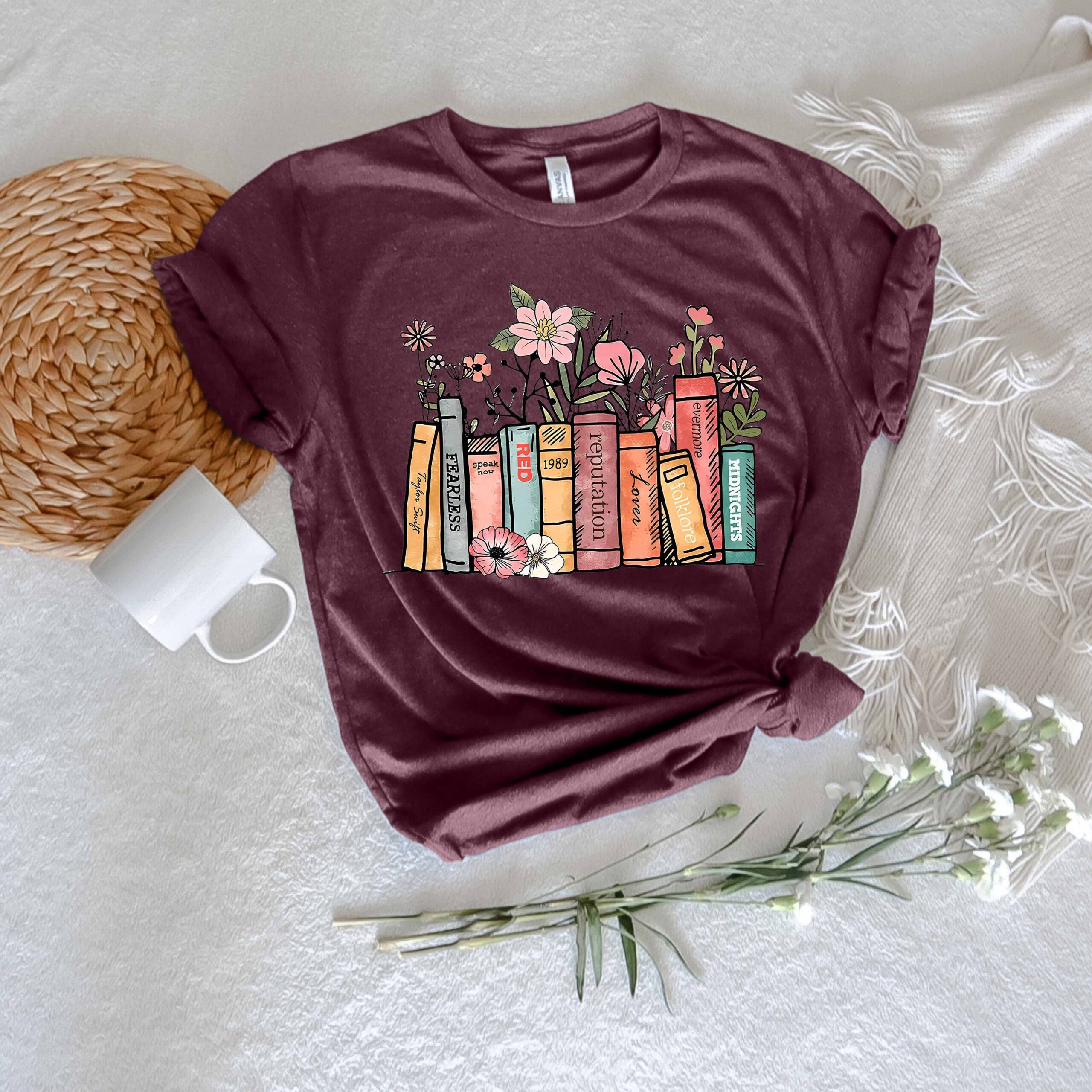 Book Lover Flower Reading Floral Bookworms Teacher Librarian Shirt image 2