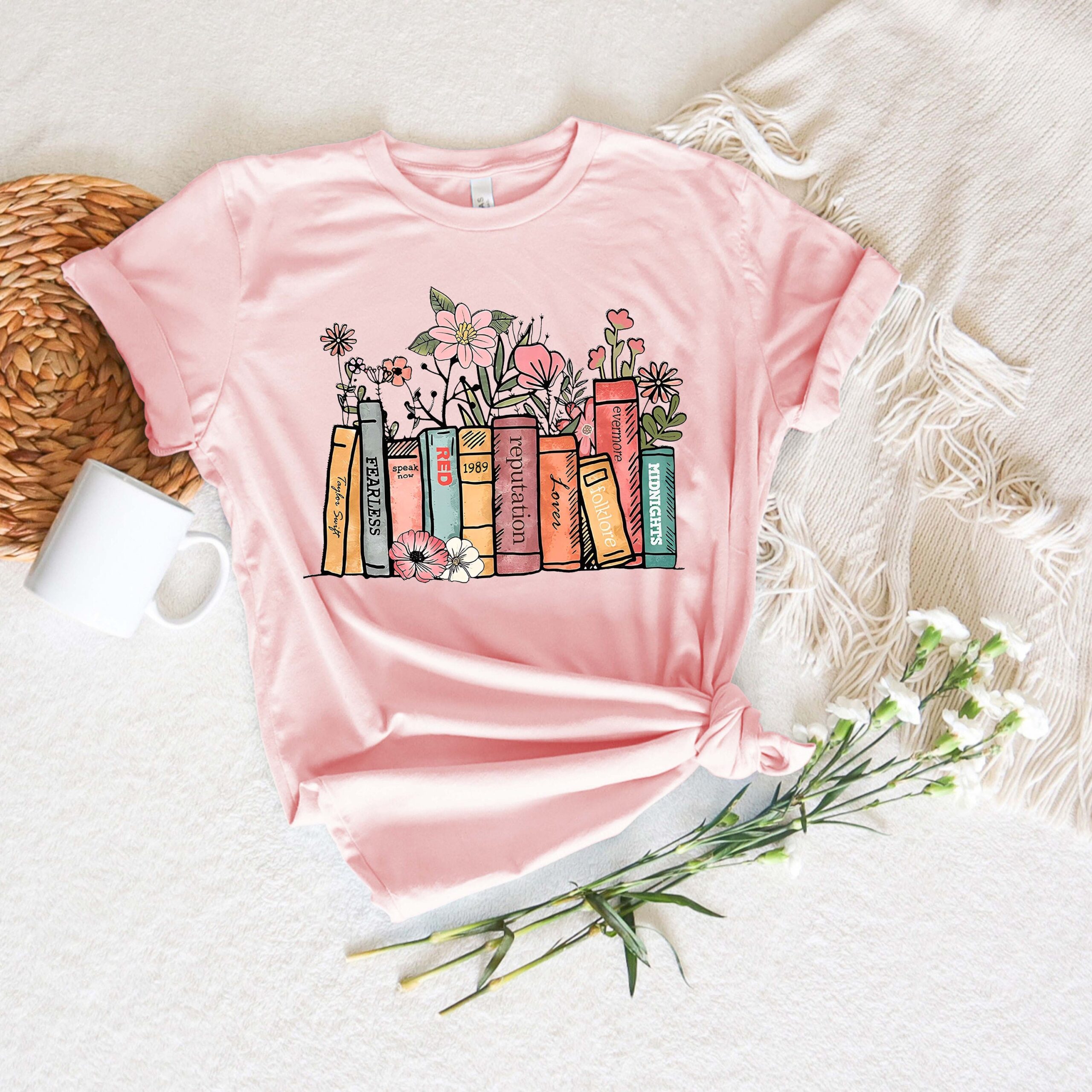 Book Lover Flower Reading Floral Bookworms Teacher Librarian Shirt image 4