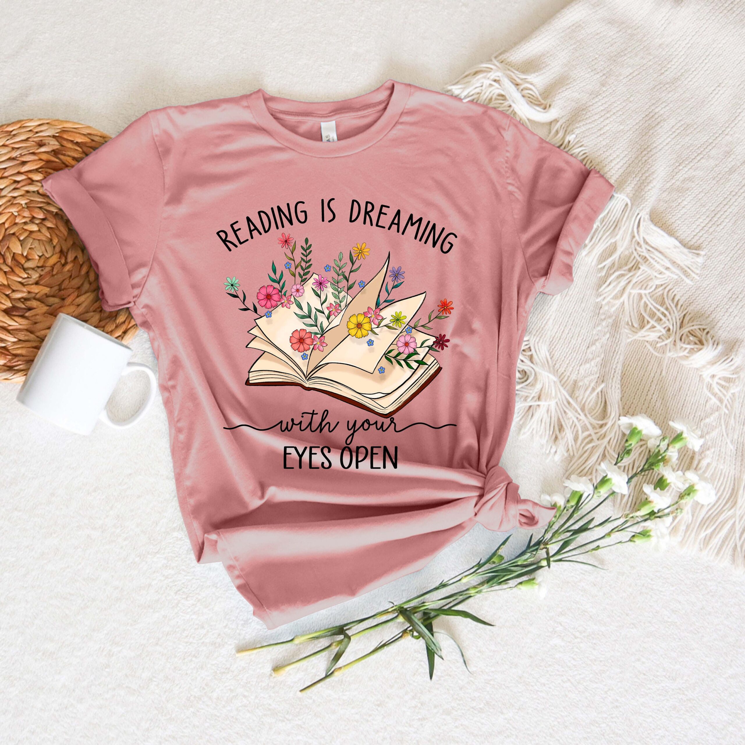 Reading Is Dreaming With Your Eyes Open Teacher Librarian Book Lover Shirt image 4