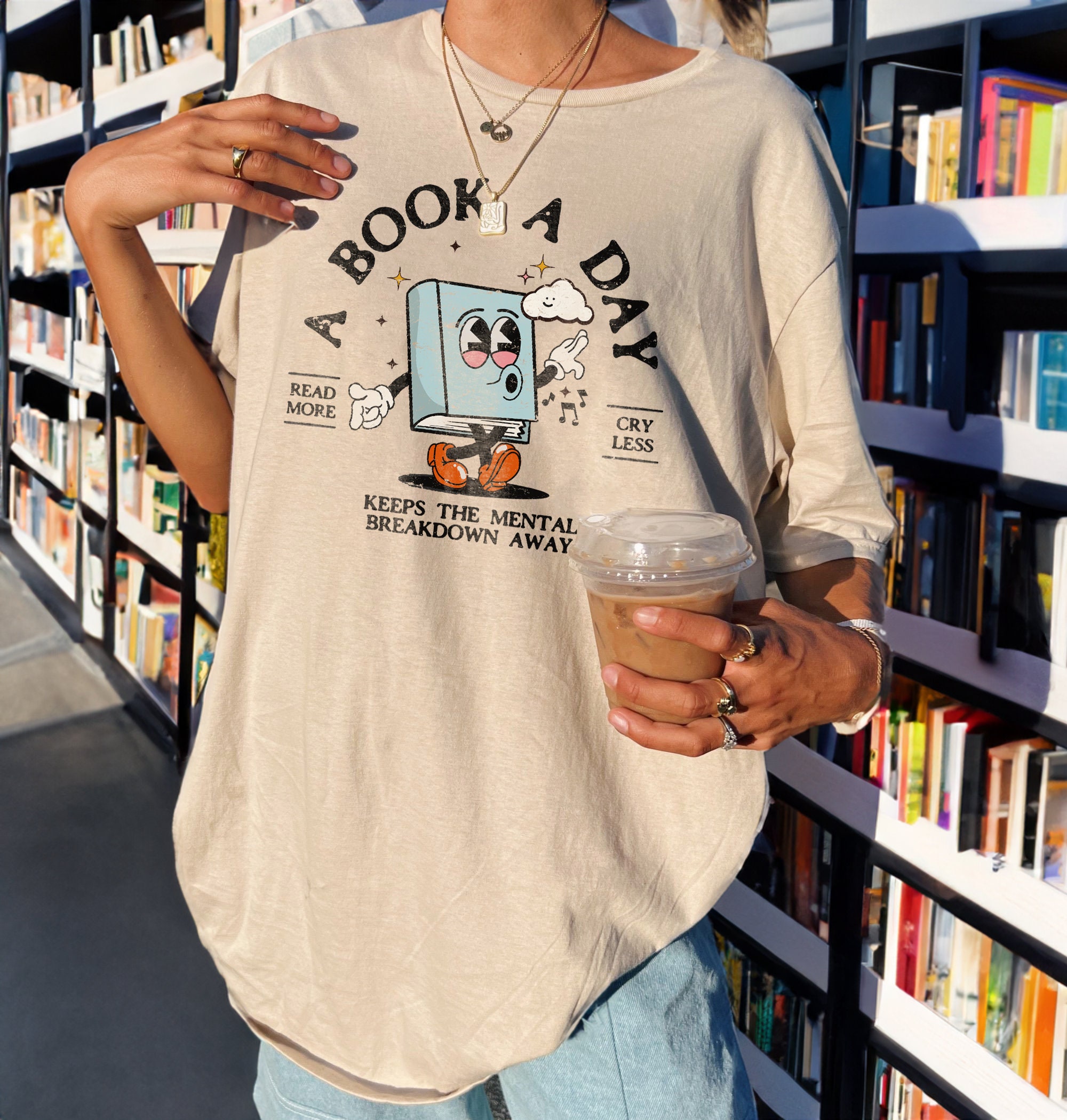 Retro A Book A Day Mental Health BookTok Romantasy Bibliophile Shirt image 4