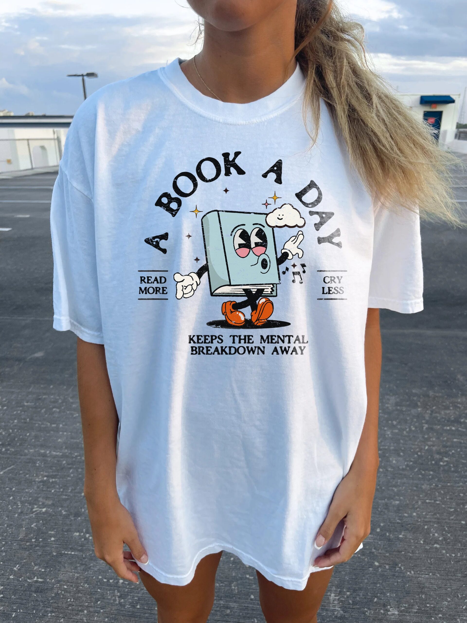 Retro A Book A Day Mental Health BookTok Romantasy Bibliophile Shirt image 2