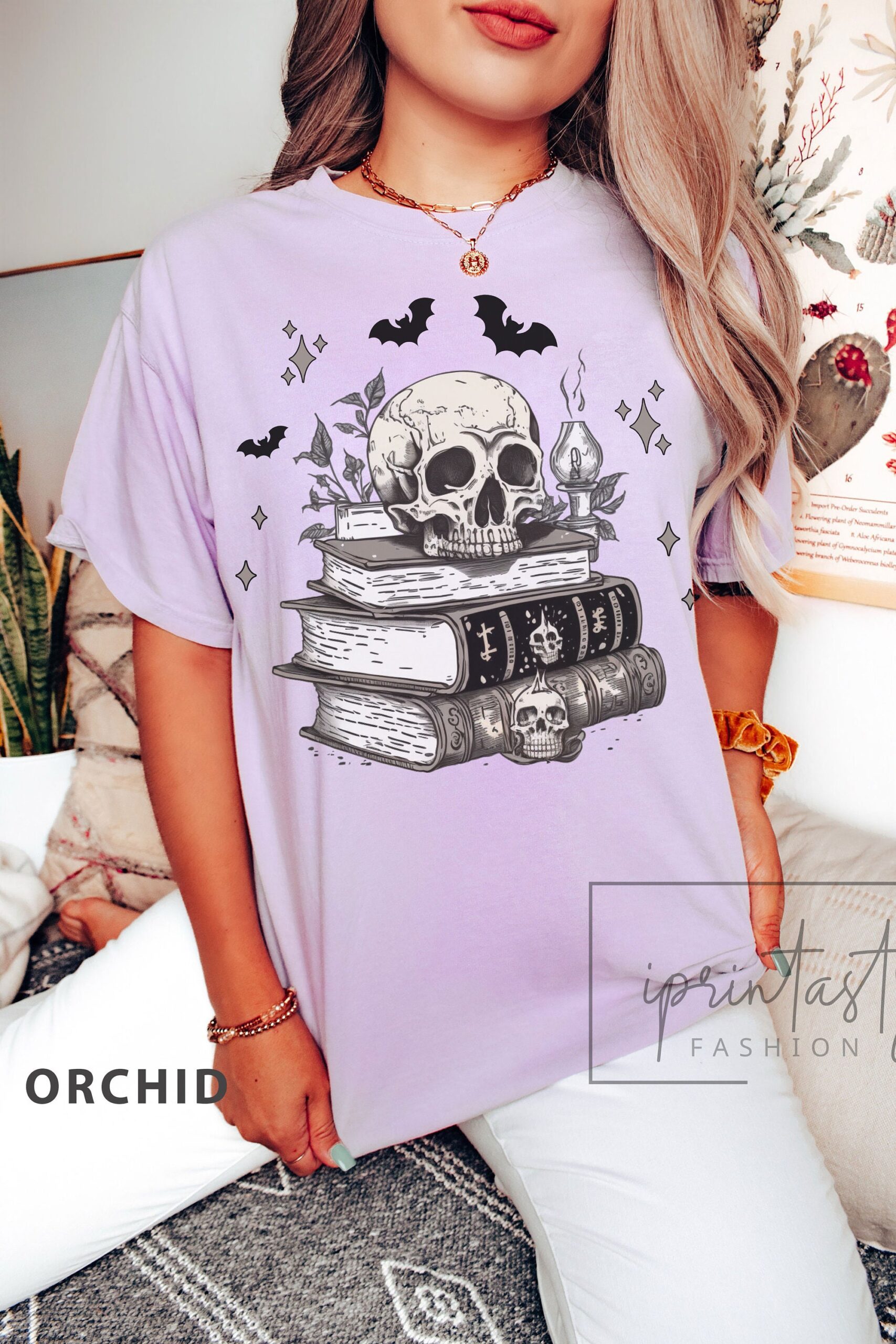 Spooky Spell Books Halloween Lover Skull Boo Shirt image 6