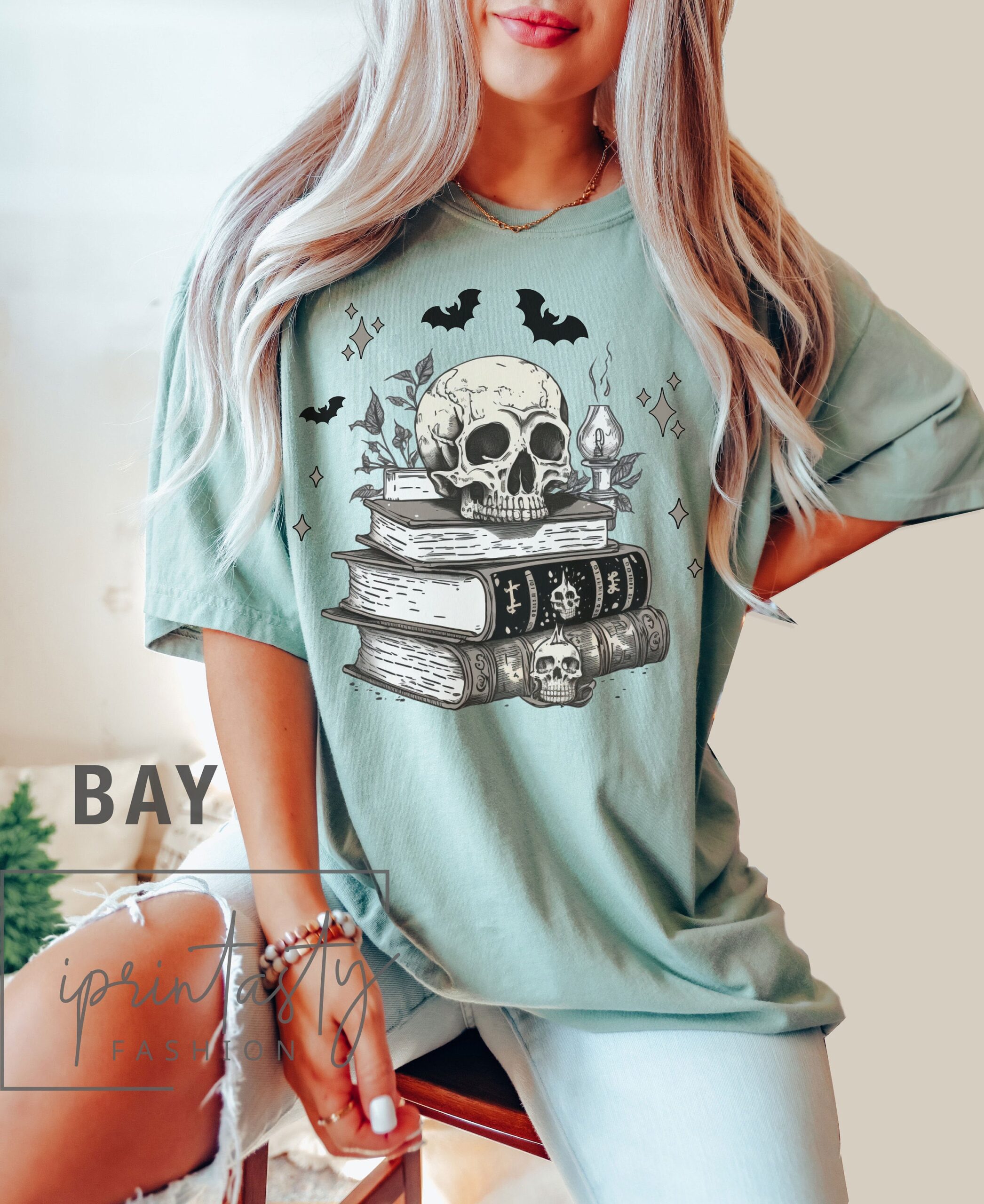 Spooky Spell Books Halloween Lover Skull Boo Shirt image 4