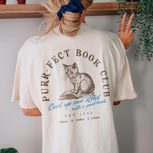 Purr-Fect Book Club Cat Lovers Reading Shirt image 0