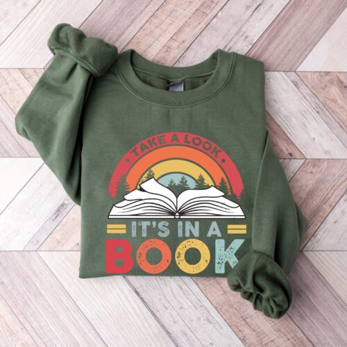 Take A Look Its in a Book Rainbow Teacher Reading Club Lover Librarian Shirt image 0