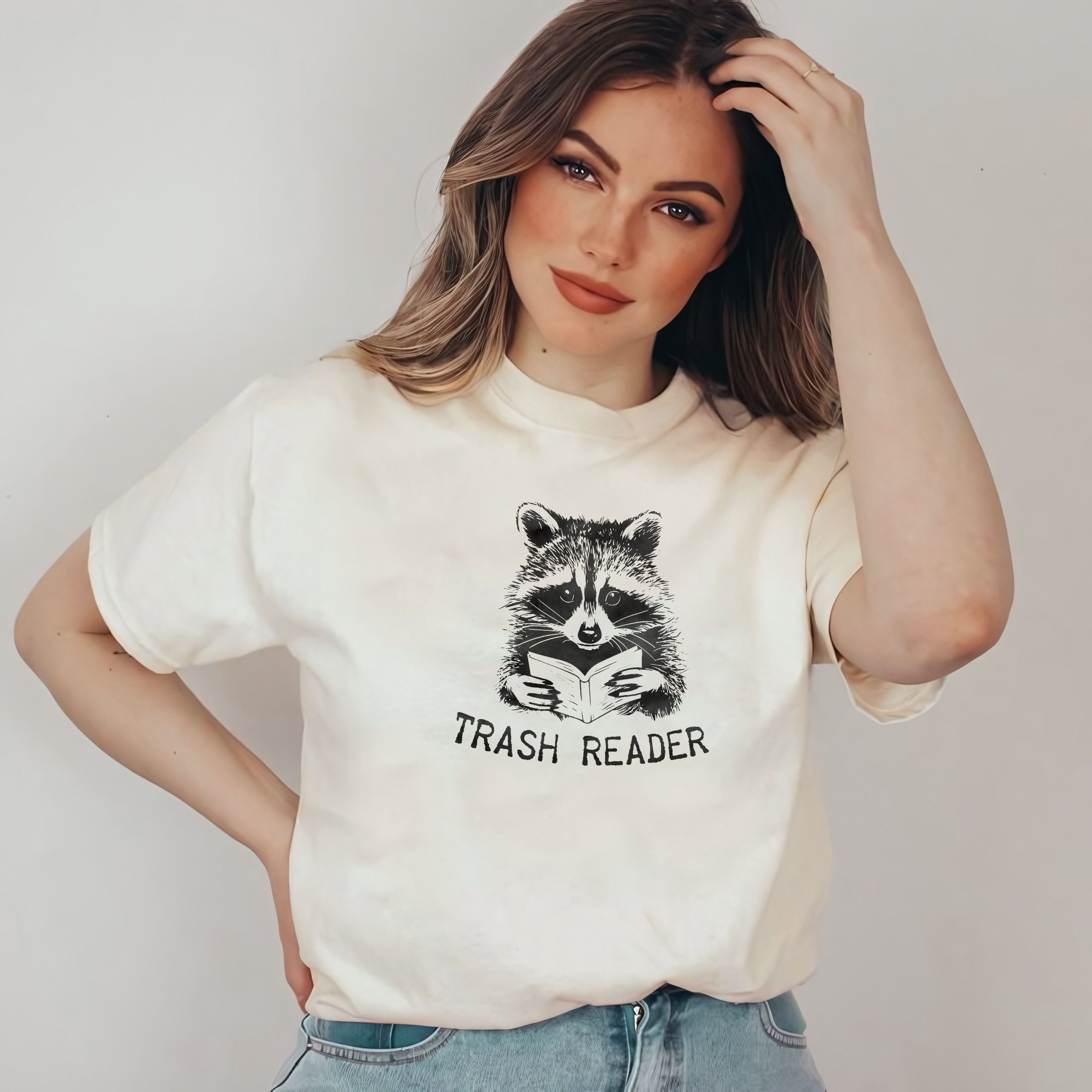 Trash Reader Bookish Raccoon Romance Goblincore Fan Funny Shirt image 2