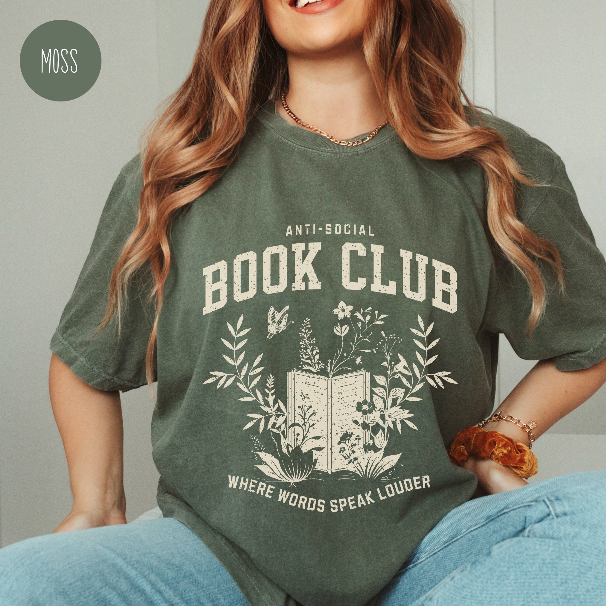 Vintage Anti Social Book Club Bookworm Reading Lovers Christmas Shirt image 4