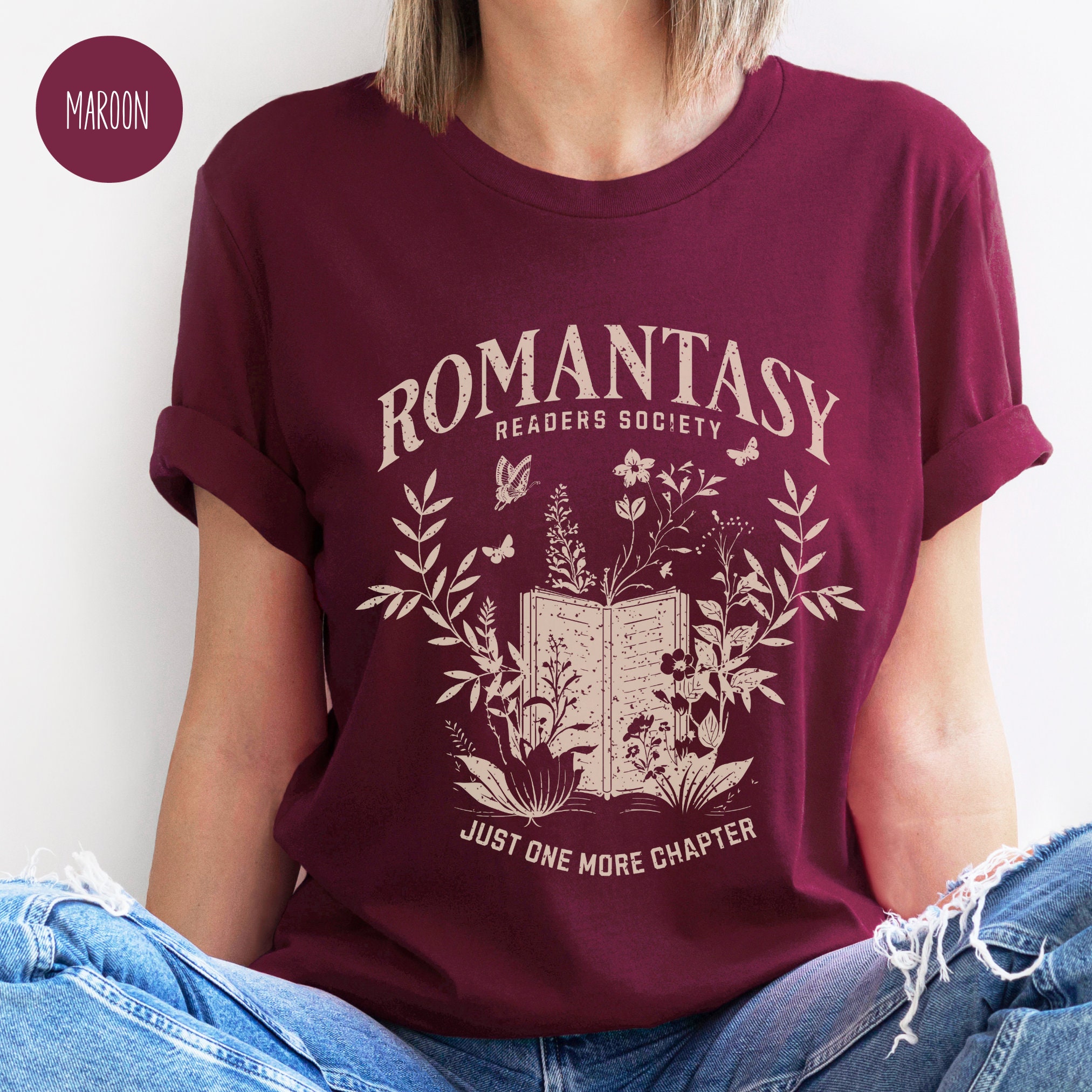 Vintage Just One More Chapter Romantasy Reader Fantasy Lovers Bookish Shirt image 1