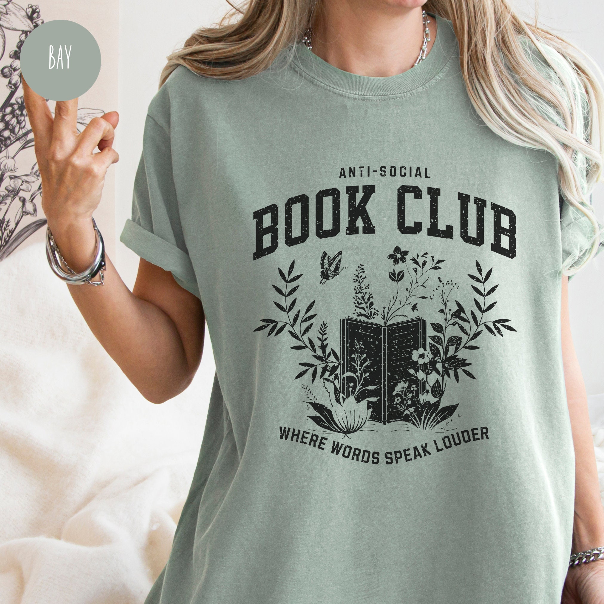 Vintage Anti Social Book Club Bookworm Reading Lovers Christmas Shirt image 2