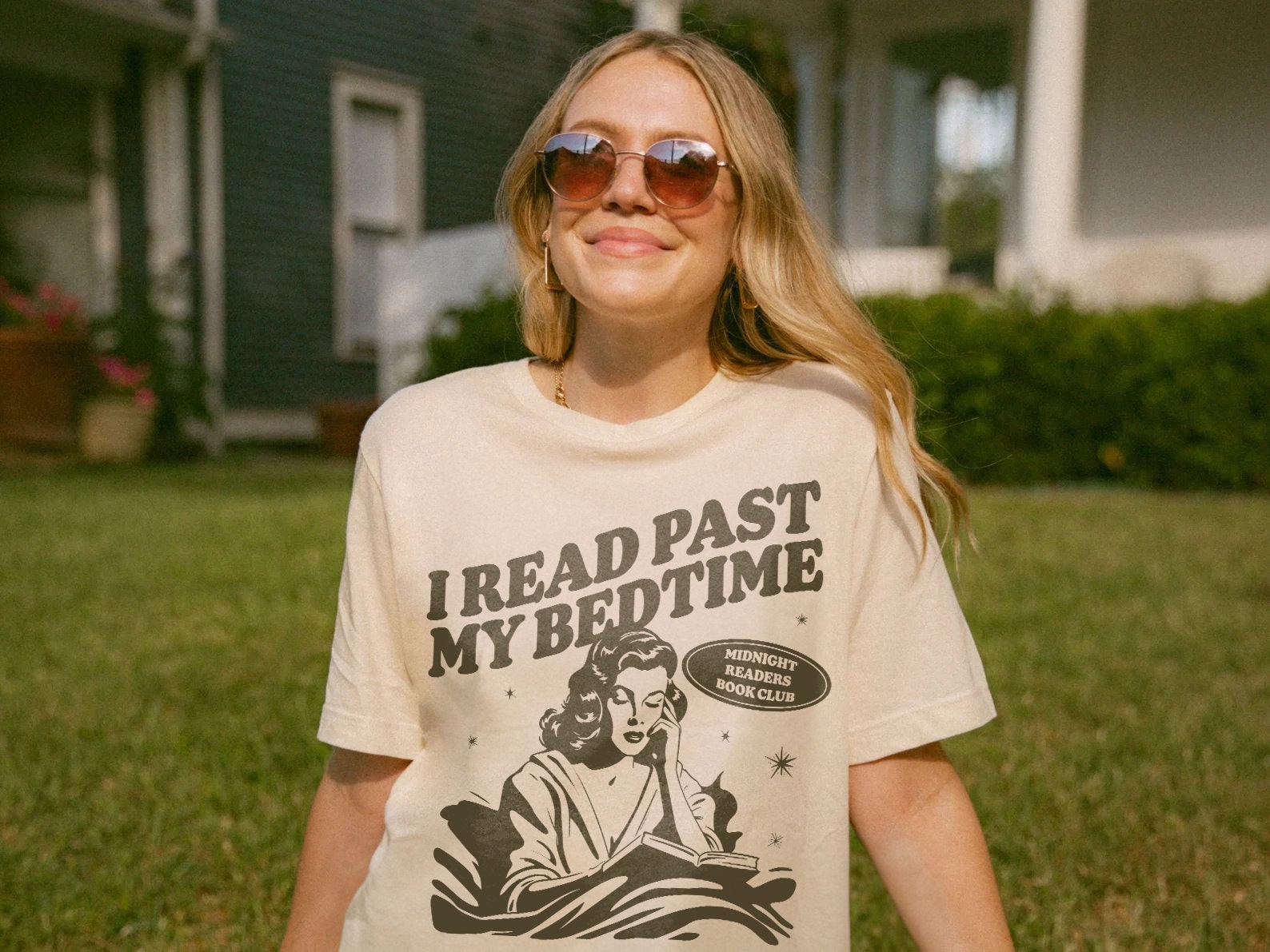 Retro I Read Past My Bedtime Book Club Midnight Lover Smut Romance Shirt image 1