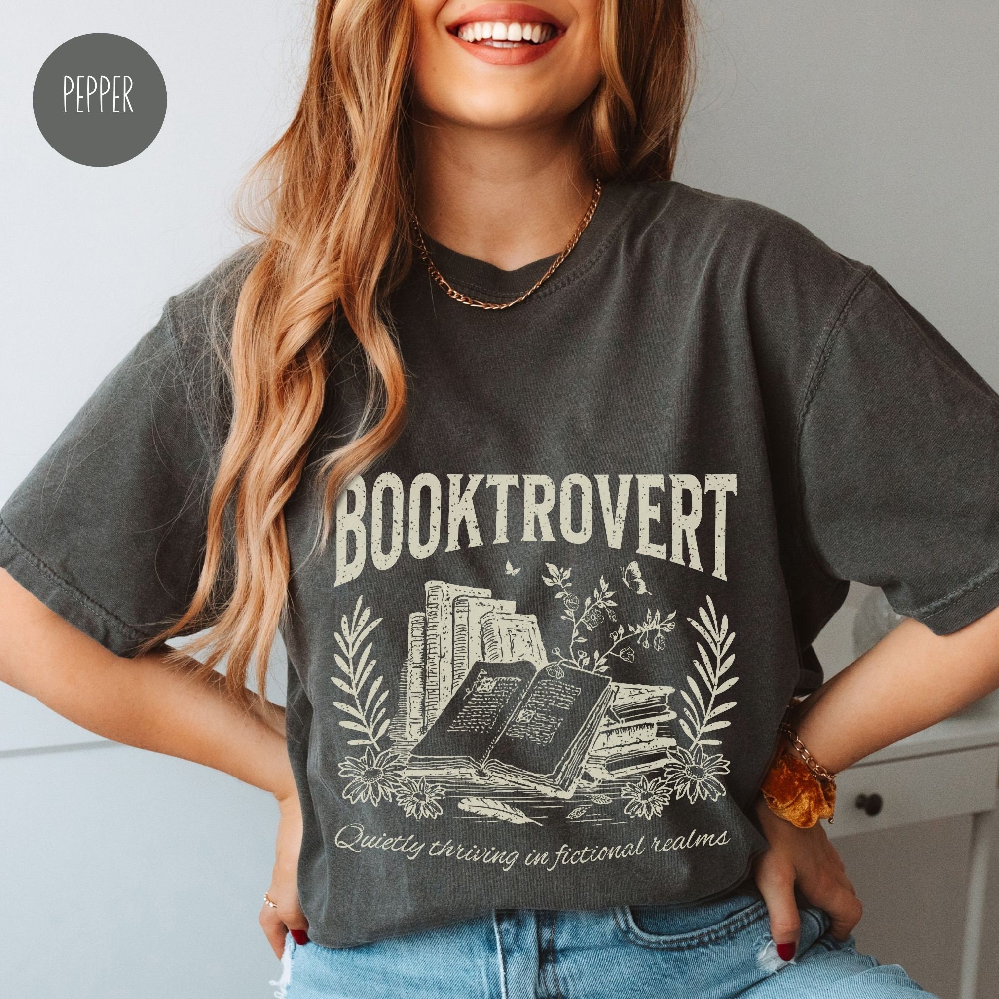 Vintage Booktrovert Women Reading Lovers Librarian Shirt image 6