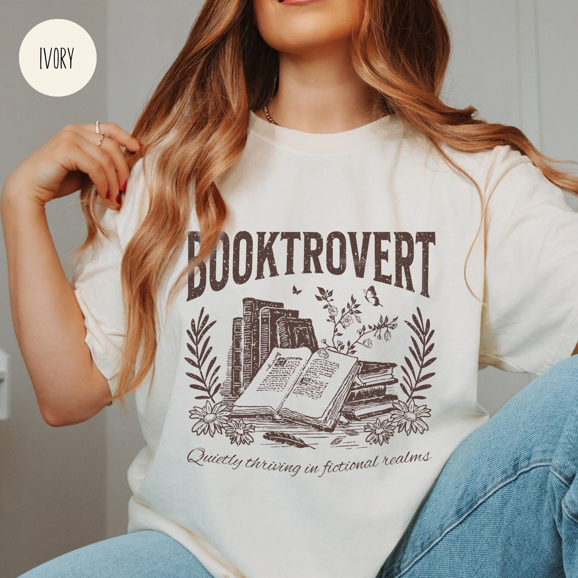 Vintage Booktrovert Women Reading Lovers Librarian Shirt image 2