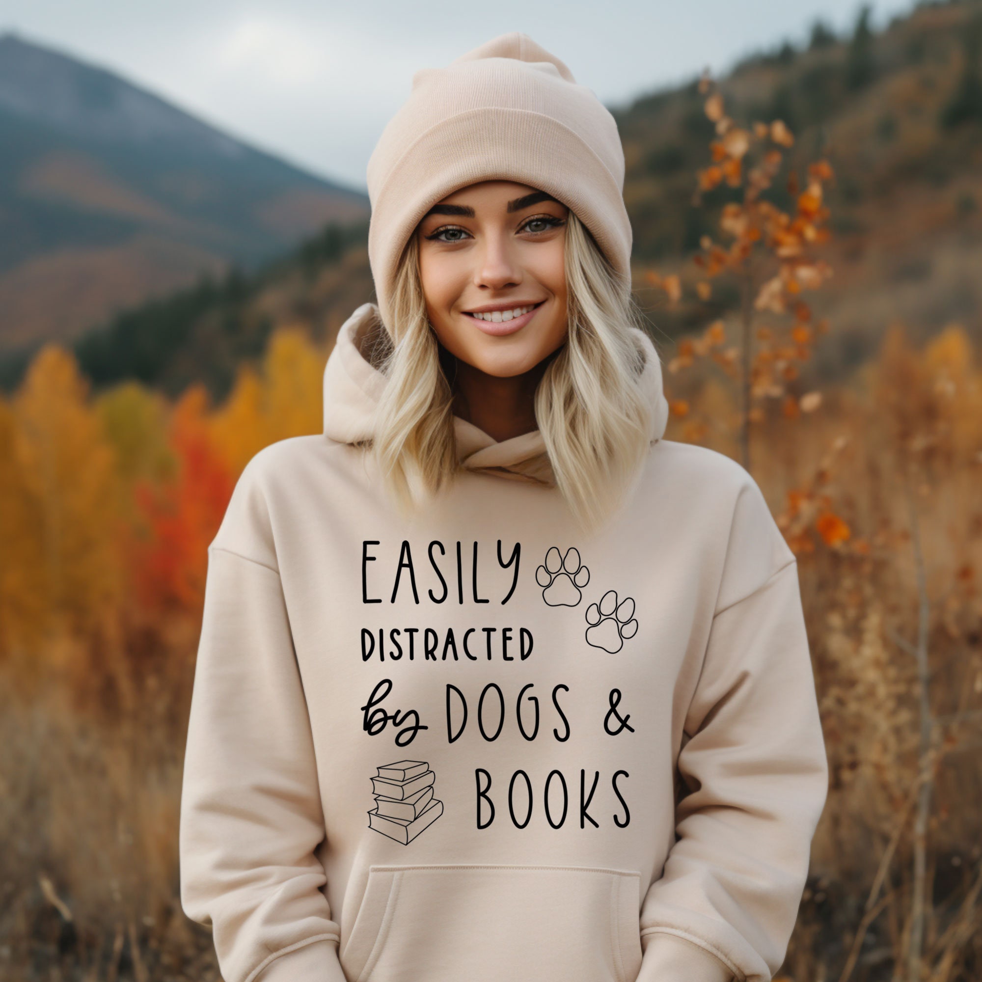 Easily Distracted By Dogs And Books Read Lover Librarian Hoodie image 1