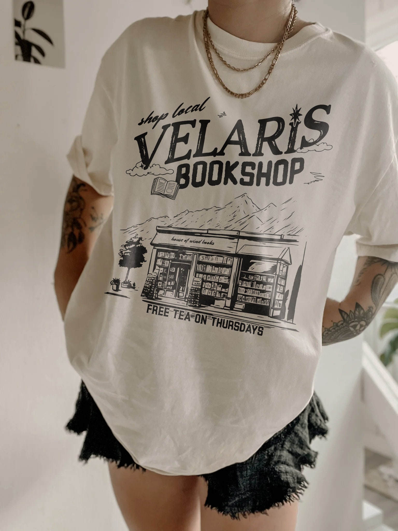 Velaris Bookshop ACOTAR Night Court SJM TOG Crescent City Fan Shirt image 4