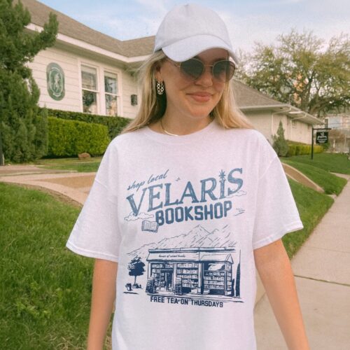 Velaris Bookshop ACOTAR Night Court SJM TOG Crescent City Fan Shirt image 0