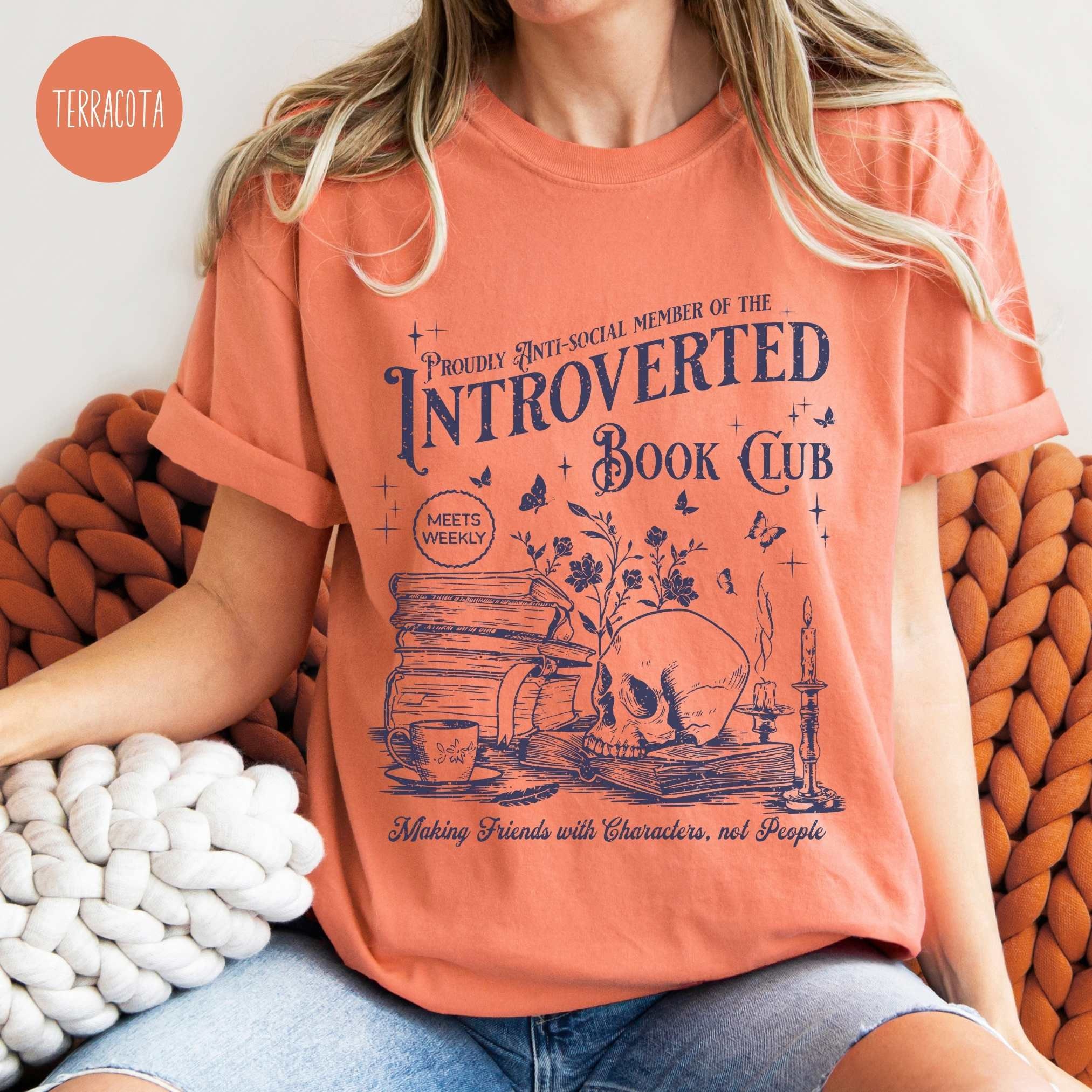 Introverted Book Club Antisocial Vintage Reading Bookworm Shirt image 4