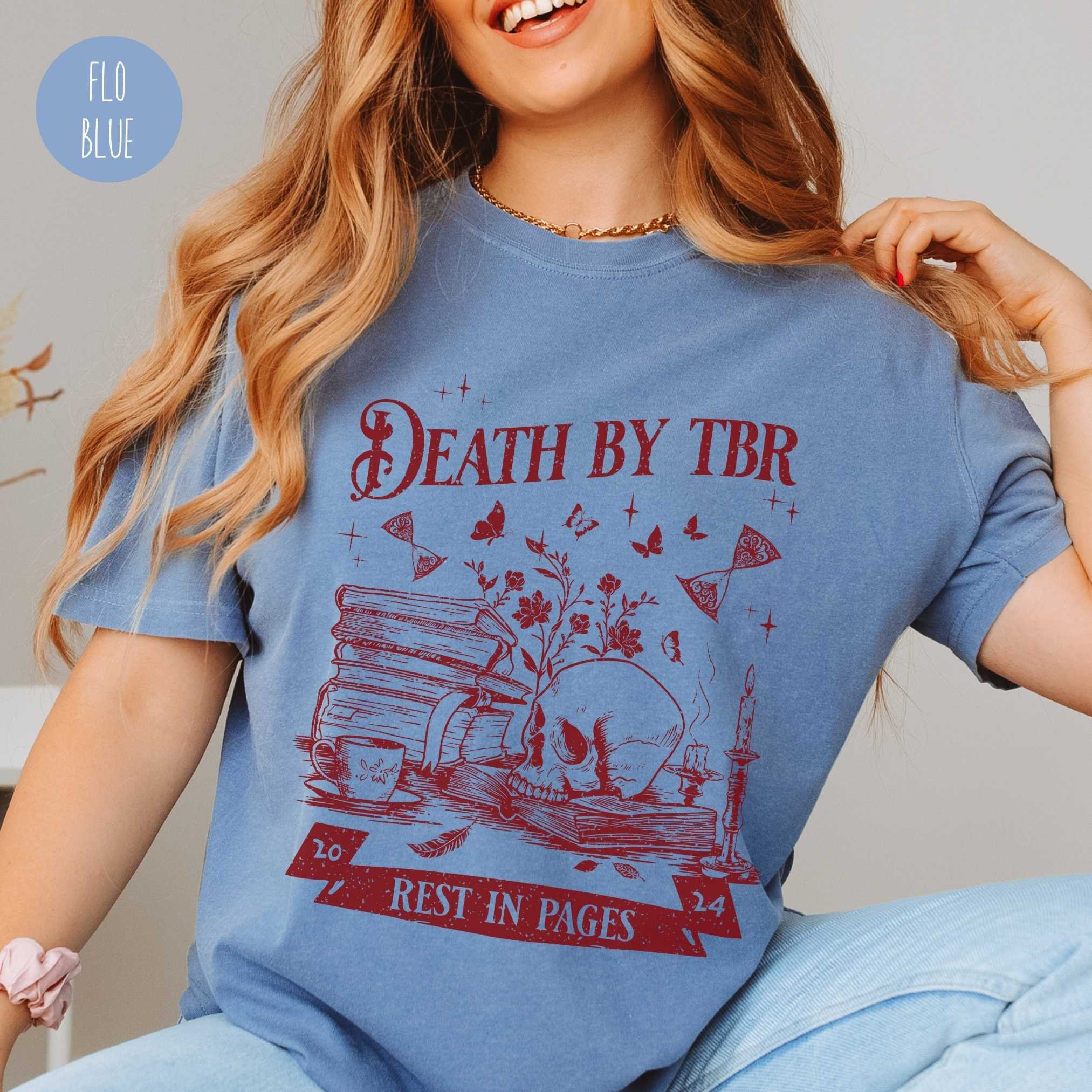 Vintage Death by TBR Book Lover Reading Bibliophiles Bookworm Addict Shirt image 5