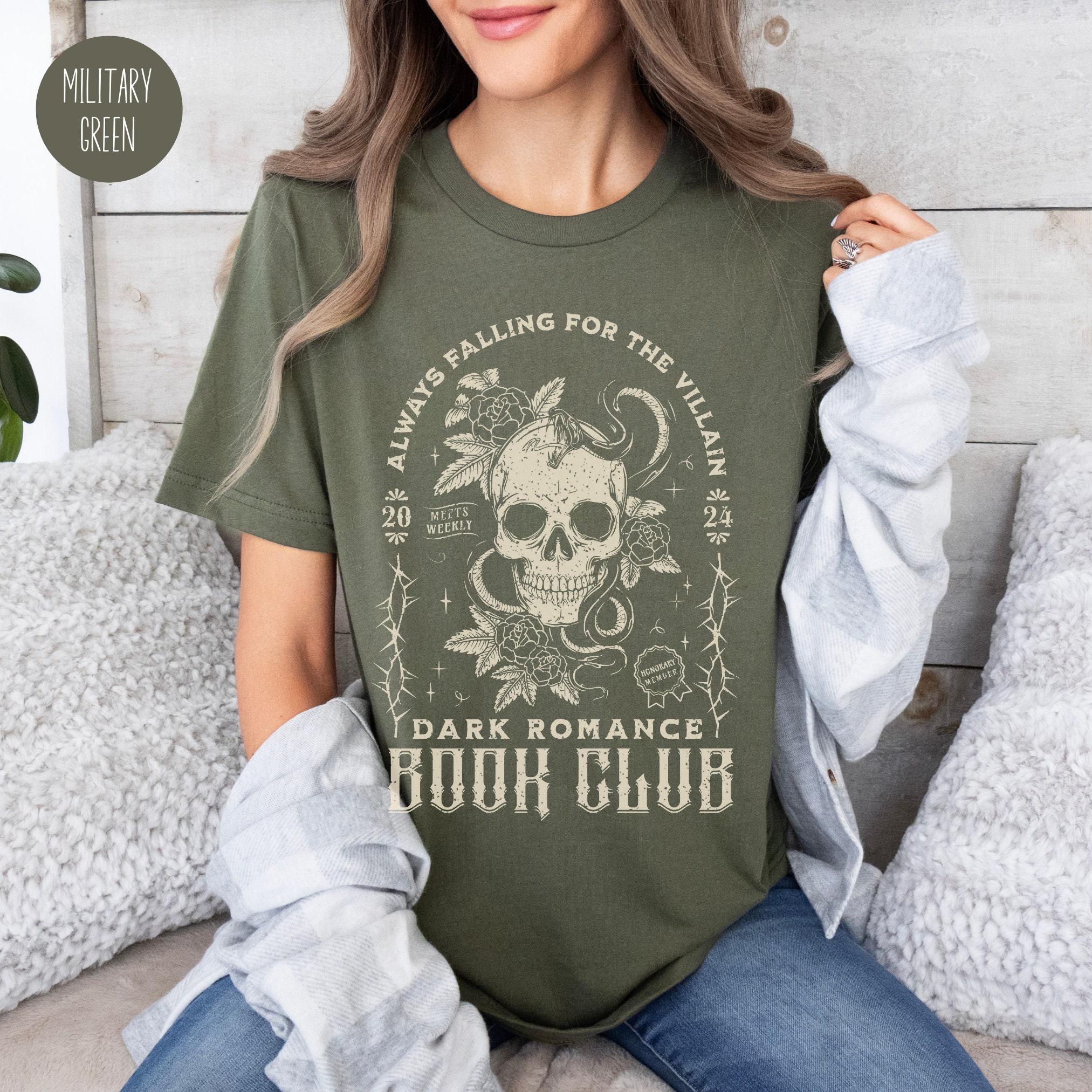 Vintage Dark Romance Book Lover Readers Academia Women Shirt image 4