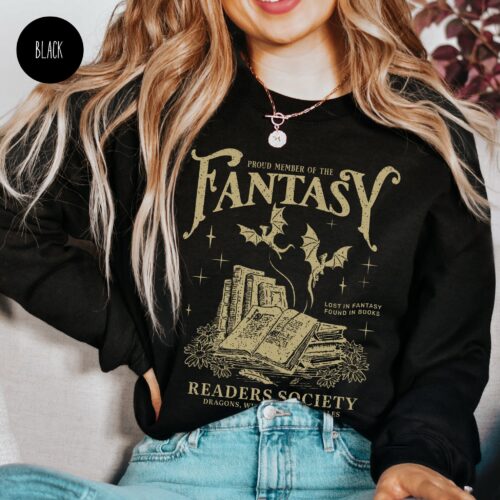 Vintage Fantasy Readers Society Romance Bookworm Lovers Sweatshirt image 0