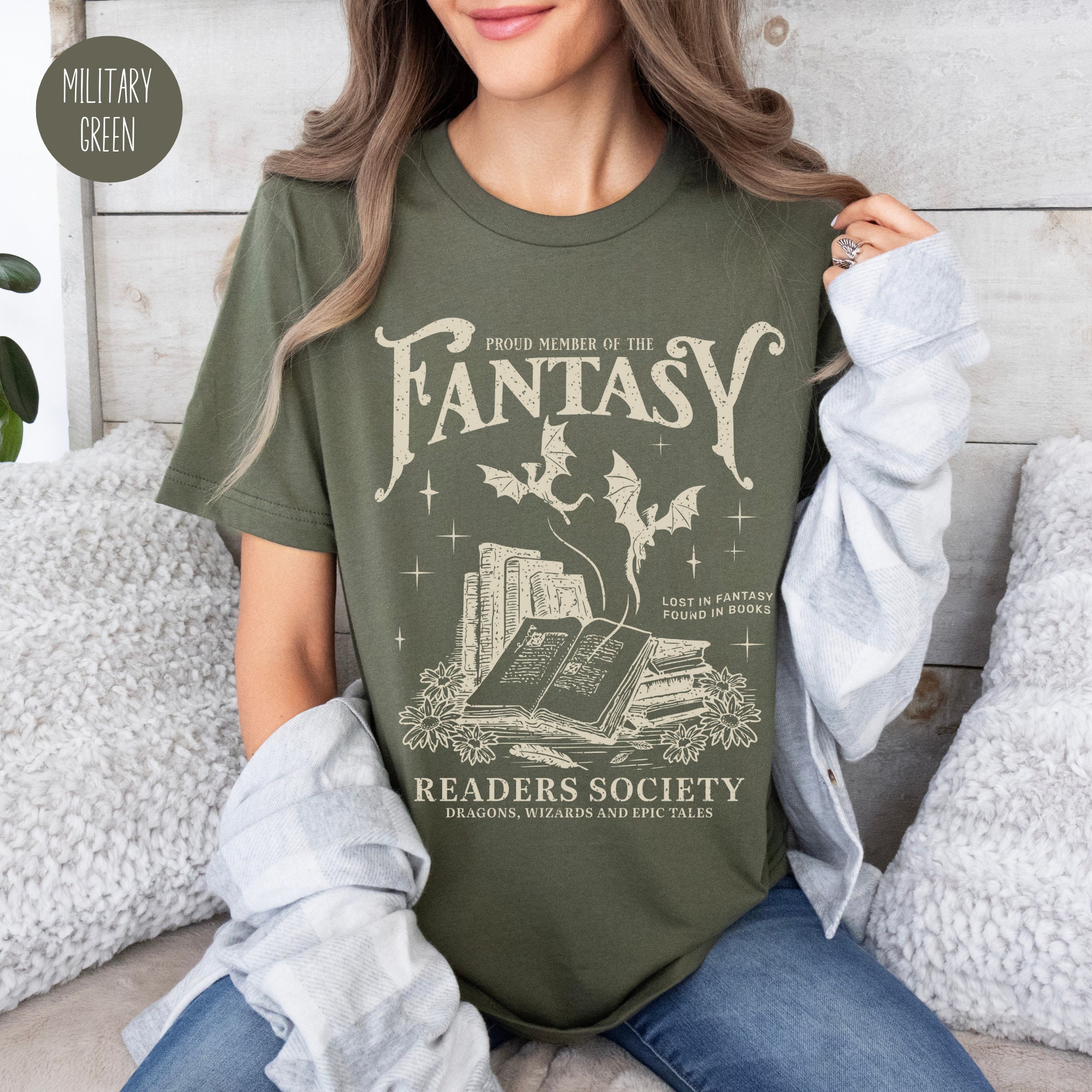 Fantasy Readers Society Bookish Romance Vintage Women Book Lovers Shirt image 1