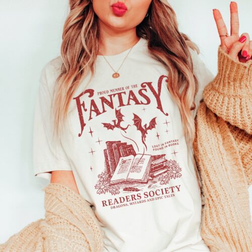 Fantasy Readers Society Bookish Romance Vintage Women Book Lovers Shirt image 0