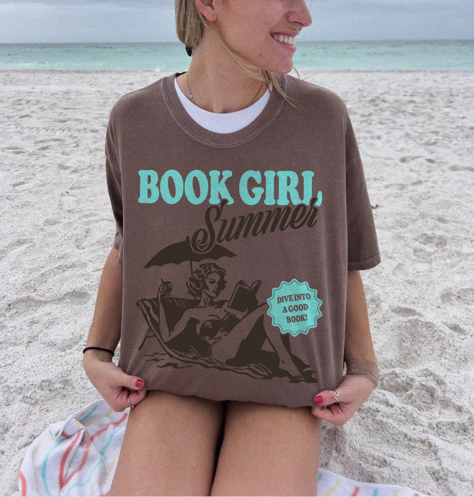 Book Girl Summer Beach Lover Funny Reader Vacation Coconut Romance Shirt image 5