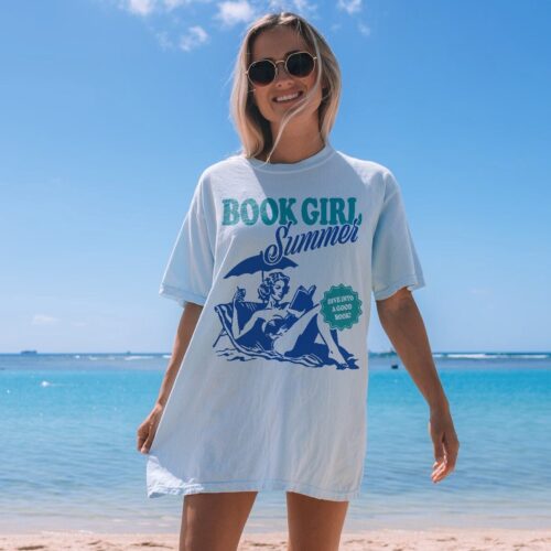 Book Girl Summer Beach Lover Funny Reader Vacation Coconut Romance Shirt image 0