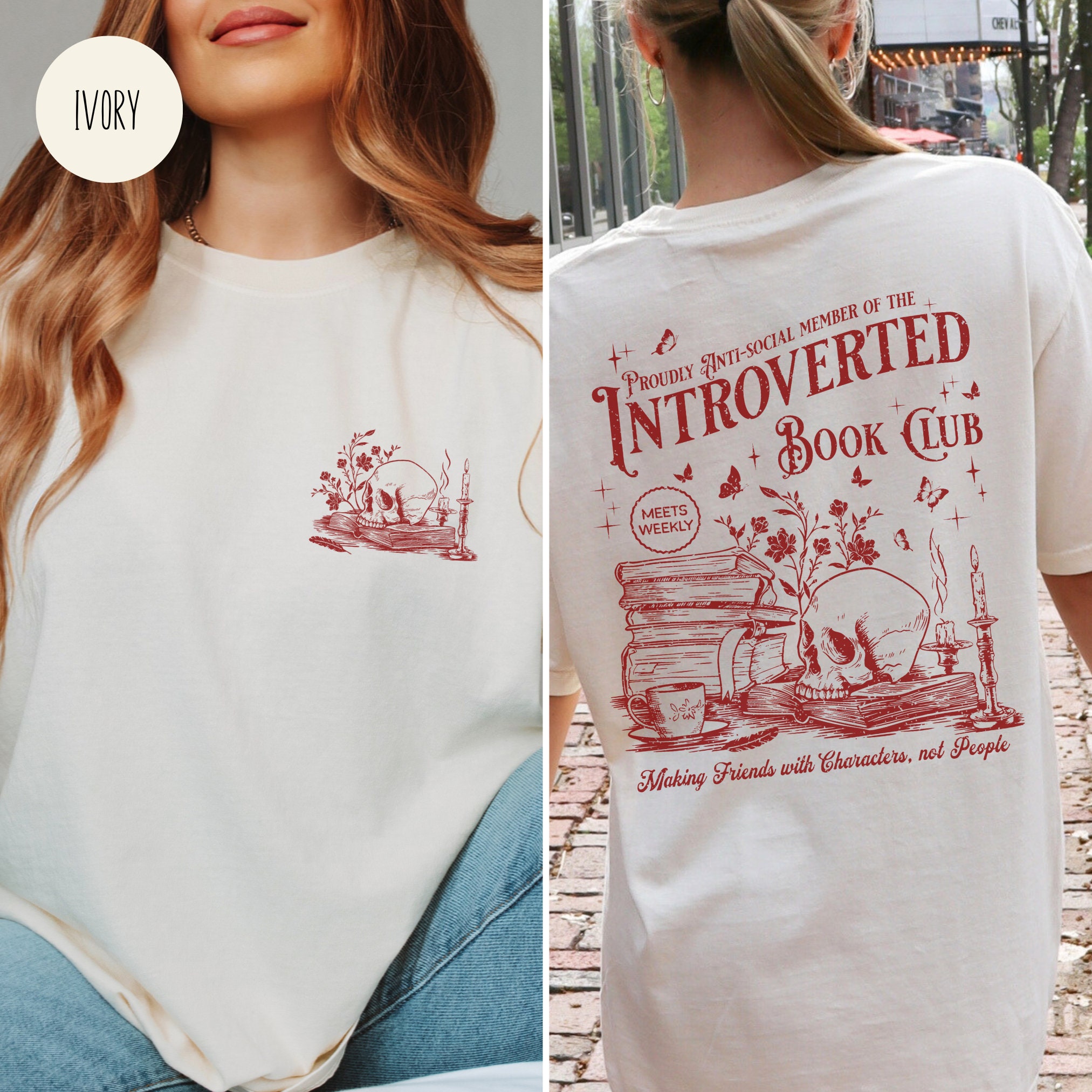 Vintage Introverted Reading Antisocial Romance Book Lover Women Shirt image 1