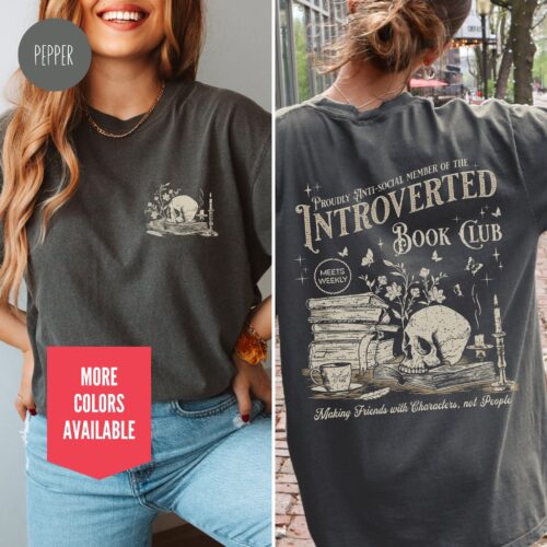 Vintage Introverted Reading Antisocial Romance Book Lover Women Shirt image 0