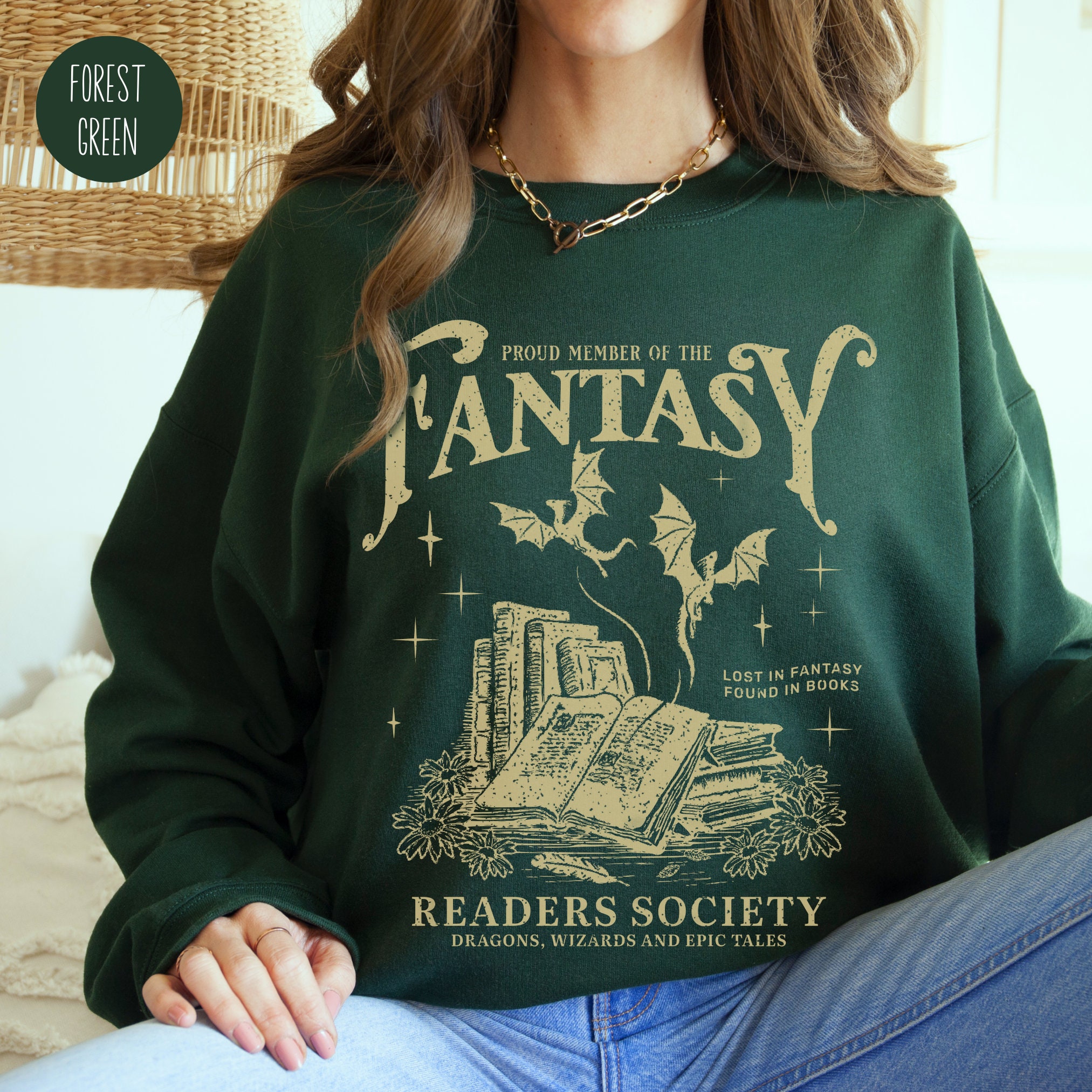 Vintage Fantasy Readers Society Romance Bookworm Lovers Sweatshirt image 1