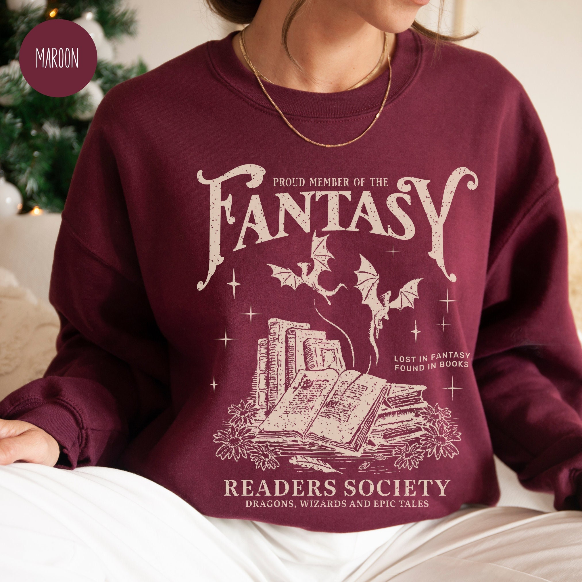 Vintage Fantasy Readers Society Romance Bookworm Lovers Sweatshirt image 2