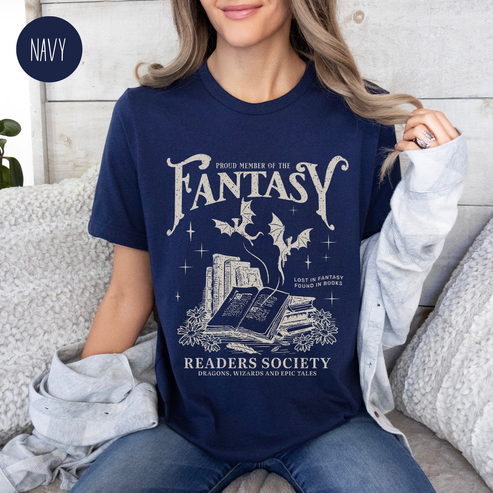 Fantasy Readers Society Bookish Romance Vintage Women Book Lovers Shirt image 2