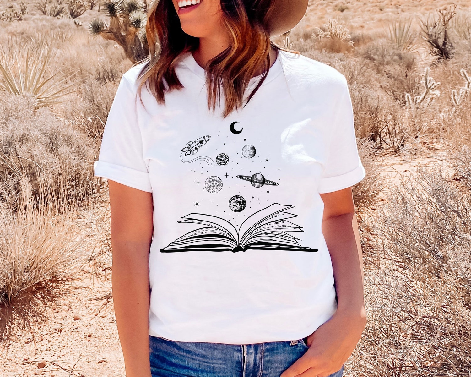 Dark Academia Books And Space Galaxy Supernatural Rocket Science Cosmo Shirt image 1